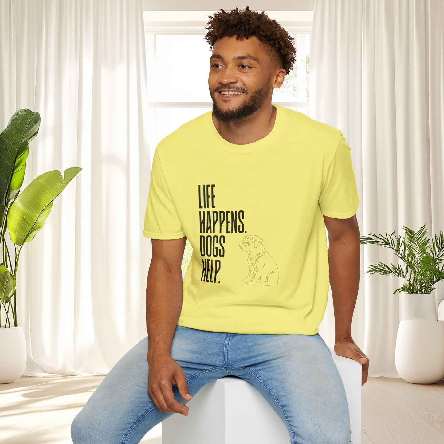 "Life Happens. Dogs Help." Graphic Tee (Casual Pet Lover Shirt)