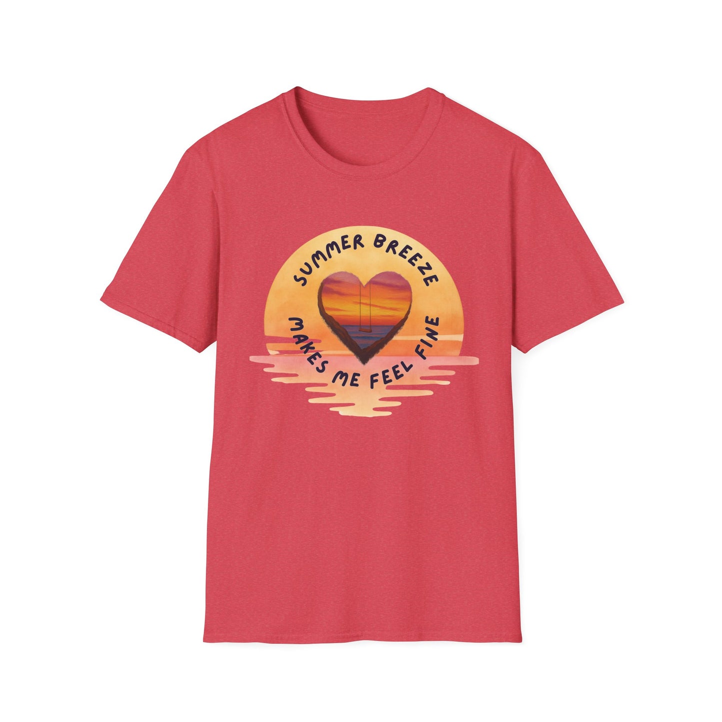 "Summer Breeze Makes Me Feel Fine" -Retro Sunset Heart Tee