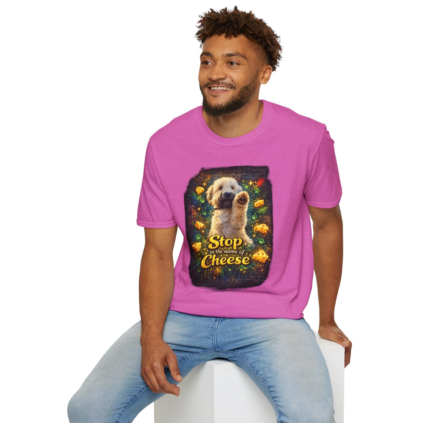 "Stop In the Name of Cheese" Cute Wheaten Puppy Graphic Tee