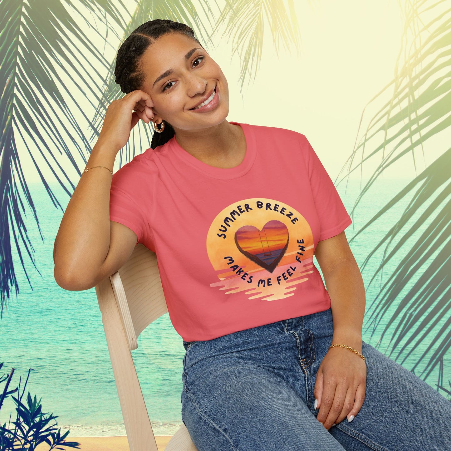 "Summer Breeze Makes Me Feel Fine" -Retro Sunset Heart Tee
