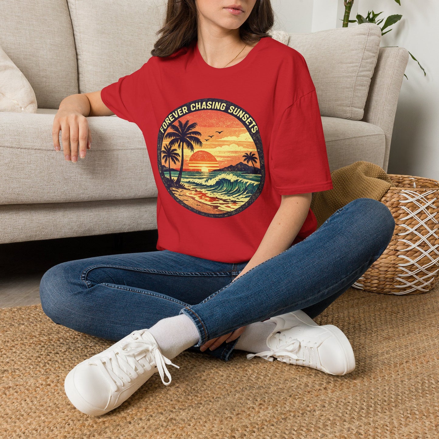 Forever Chasing Sunsets T-Shirt — Vintage Beach Sunset