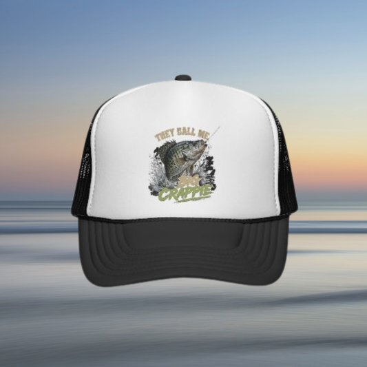 "They Call Me Big Crappie" Crappie Fishing Trucker Cap – Mesh Hat for Anglers