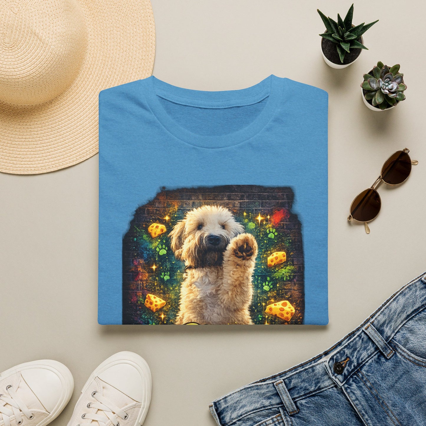 "Stop In the Name of Cheese" Cute Wheaten Puppy Graphic Tee
