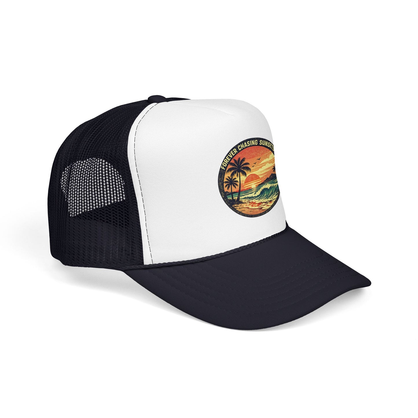 Chasing Sunsets Trucker Hat — Vintage Beach Foam Cap
