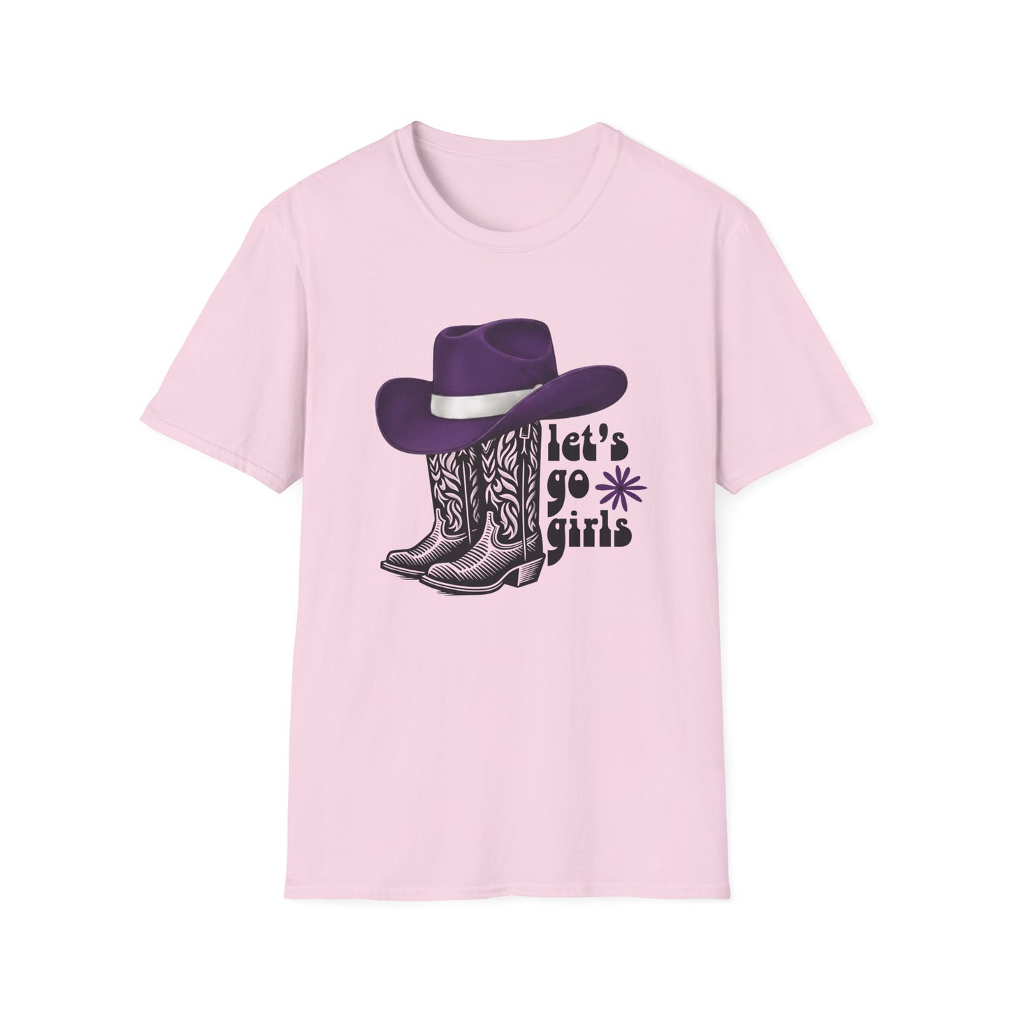 "Let's Go Girls" Cowgirl Boots & Purple Hat Western Graphic Tee