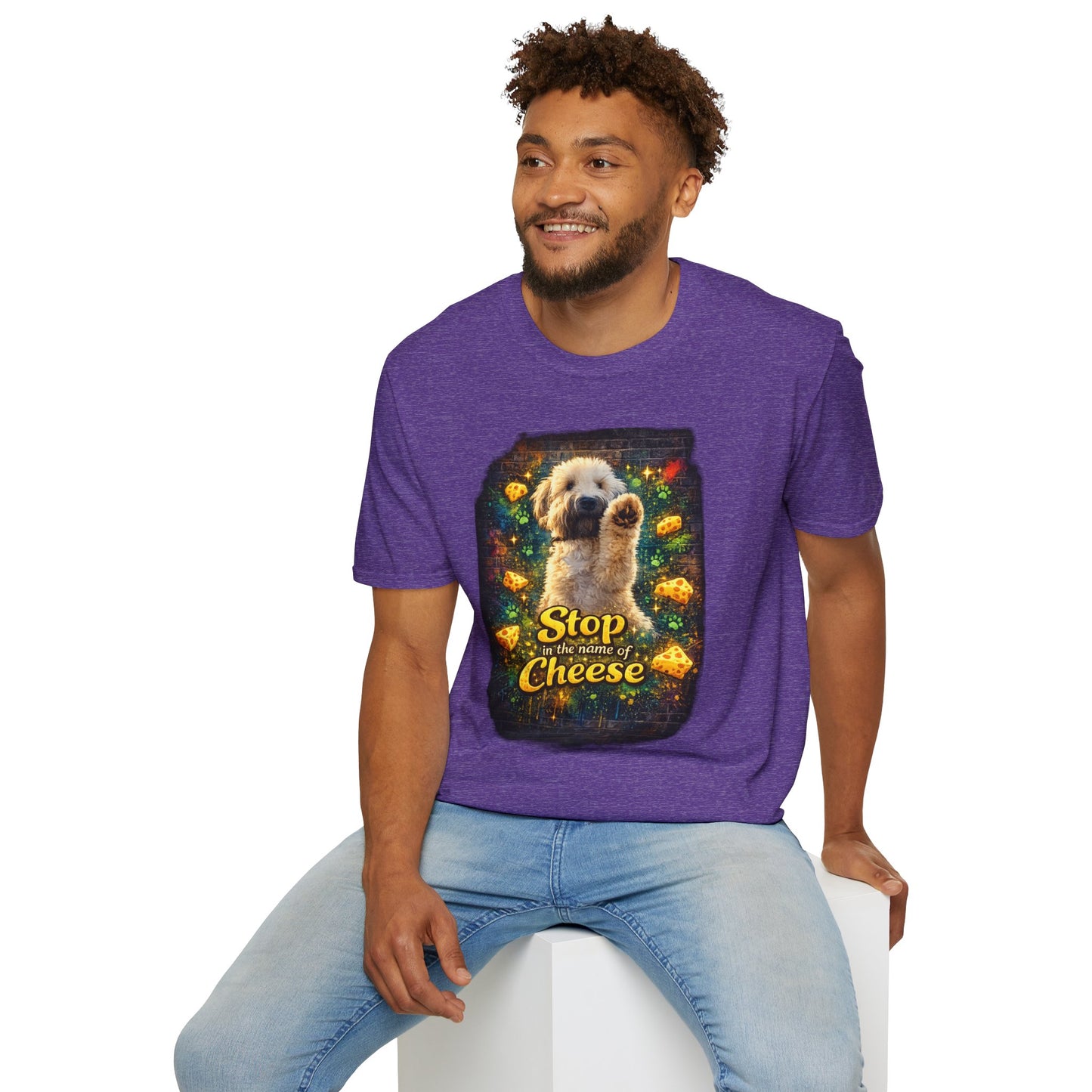 "Stop In the Name of Cheese" Cute Wheaten Puppy Graphic Tee