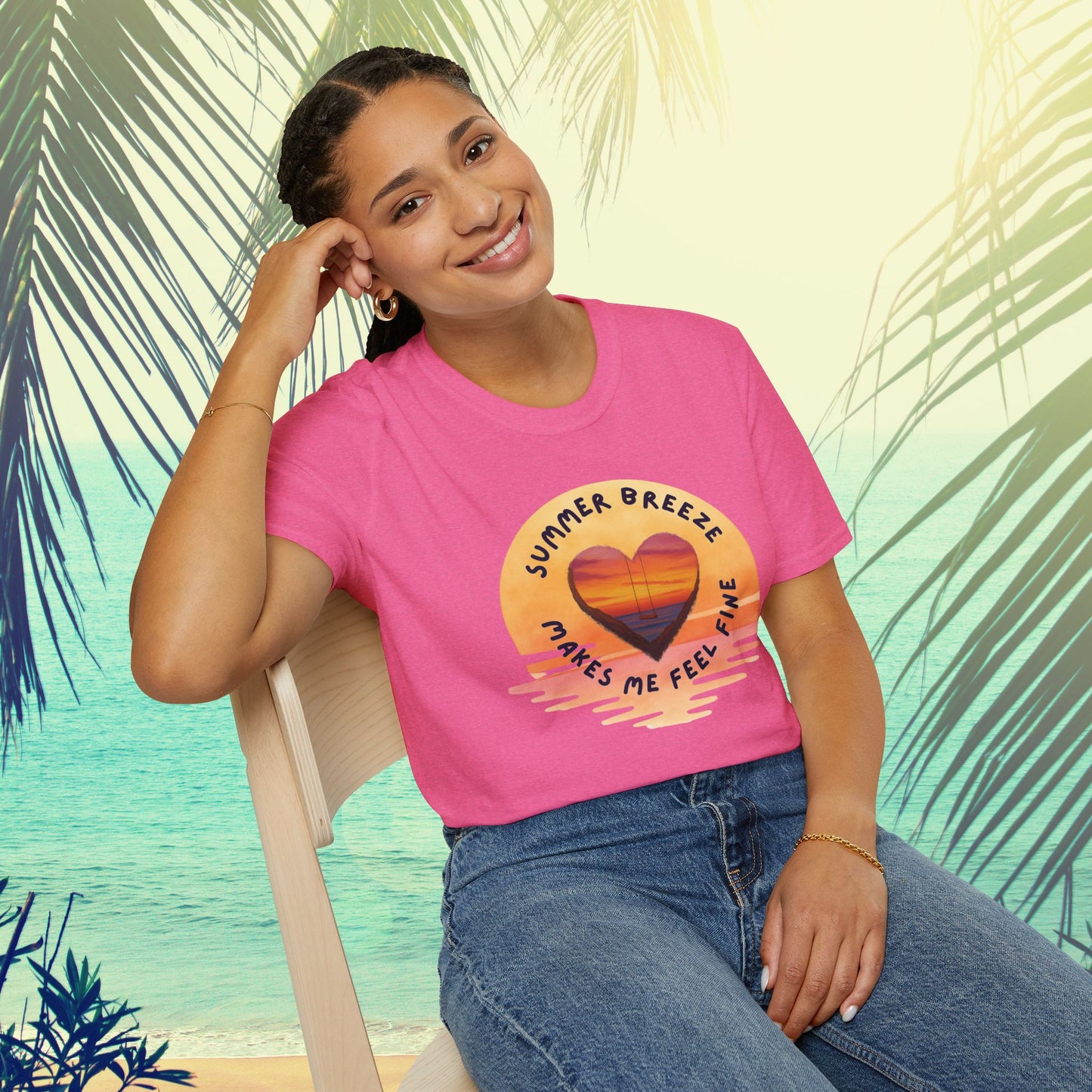 "Summer Breeze Makes Me Feel Fine" -Retro Sunset Heart Tee