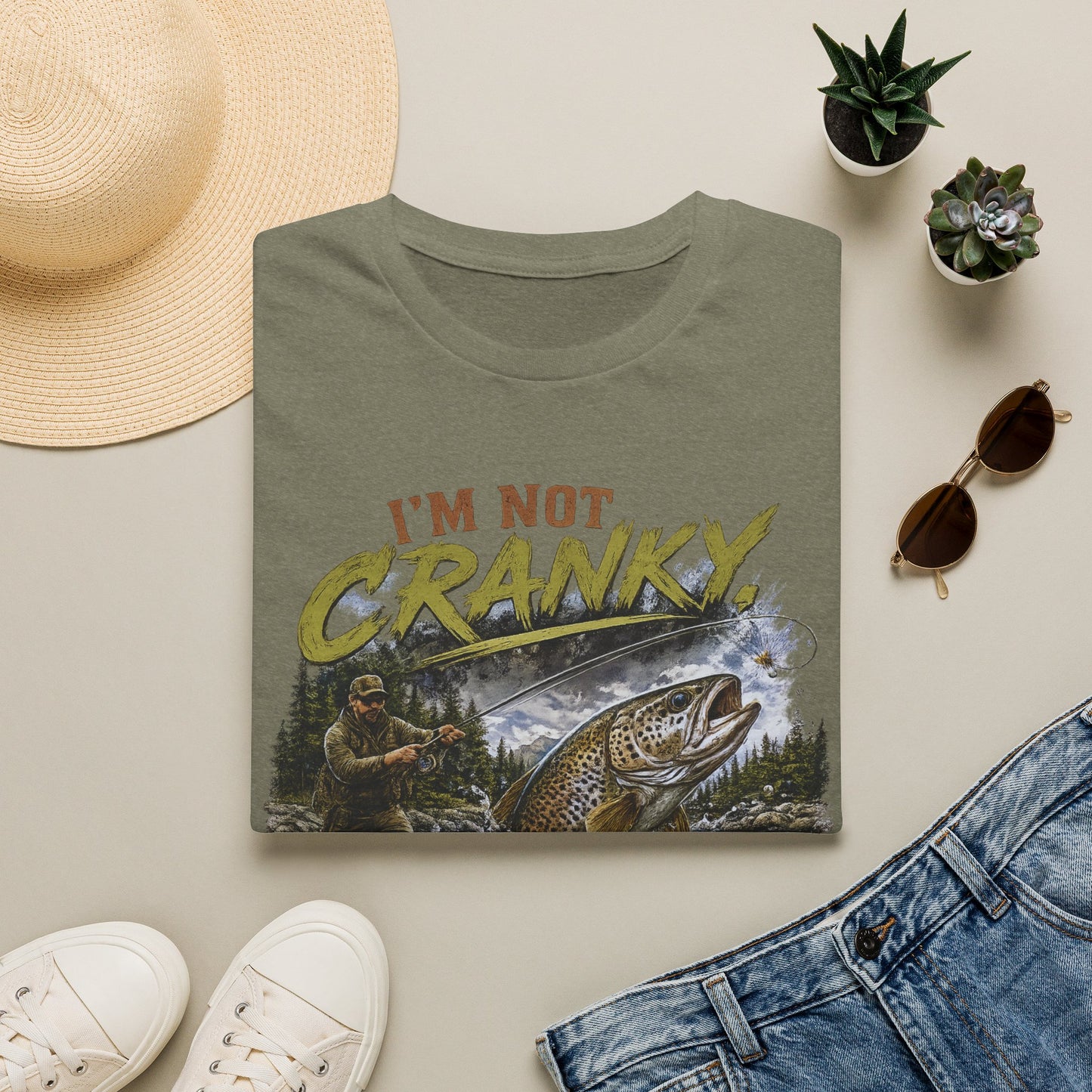 "I’m Not Cranky, I’m Fly" Vintage Trout Fly-Fishing Tee