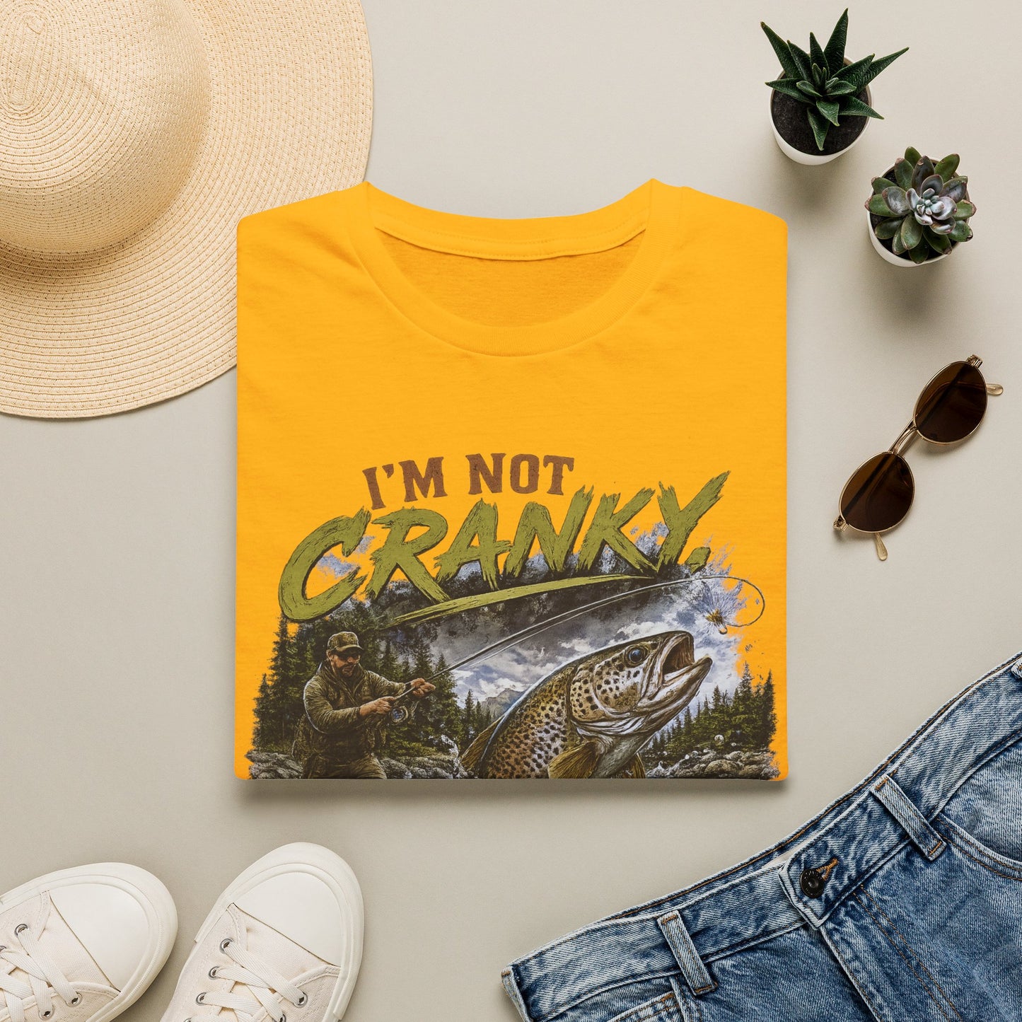 "I’m Not Cranky, I’m Fly" Vintage Trout Fly-Fishing Tee