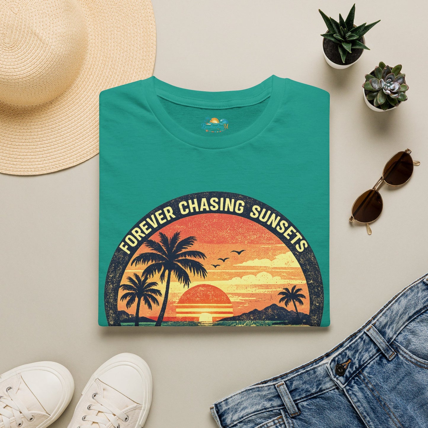 Forever Chasing Sunsets T-Shirt — Vintage Beach Sunset