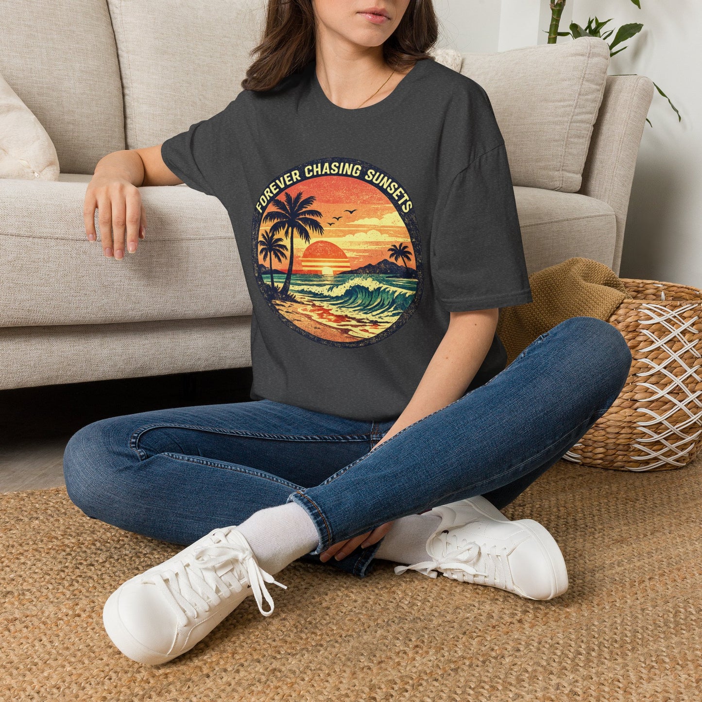 Forever Chasing Sunsets T-Shirt — Vintage Beach Sunset