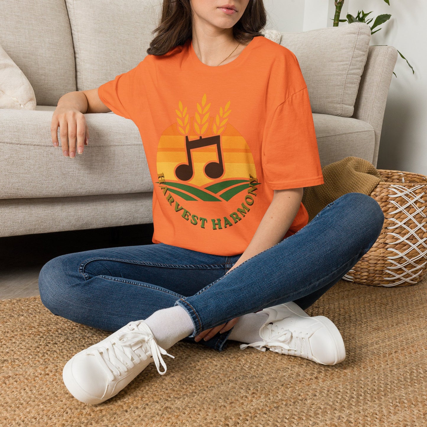 Harvest Harmony T-Shirt | Music Notes with Wheat Sunset