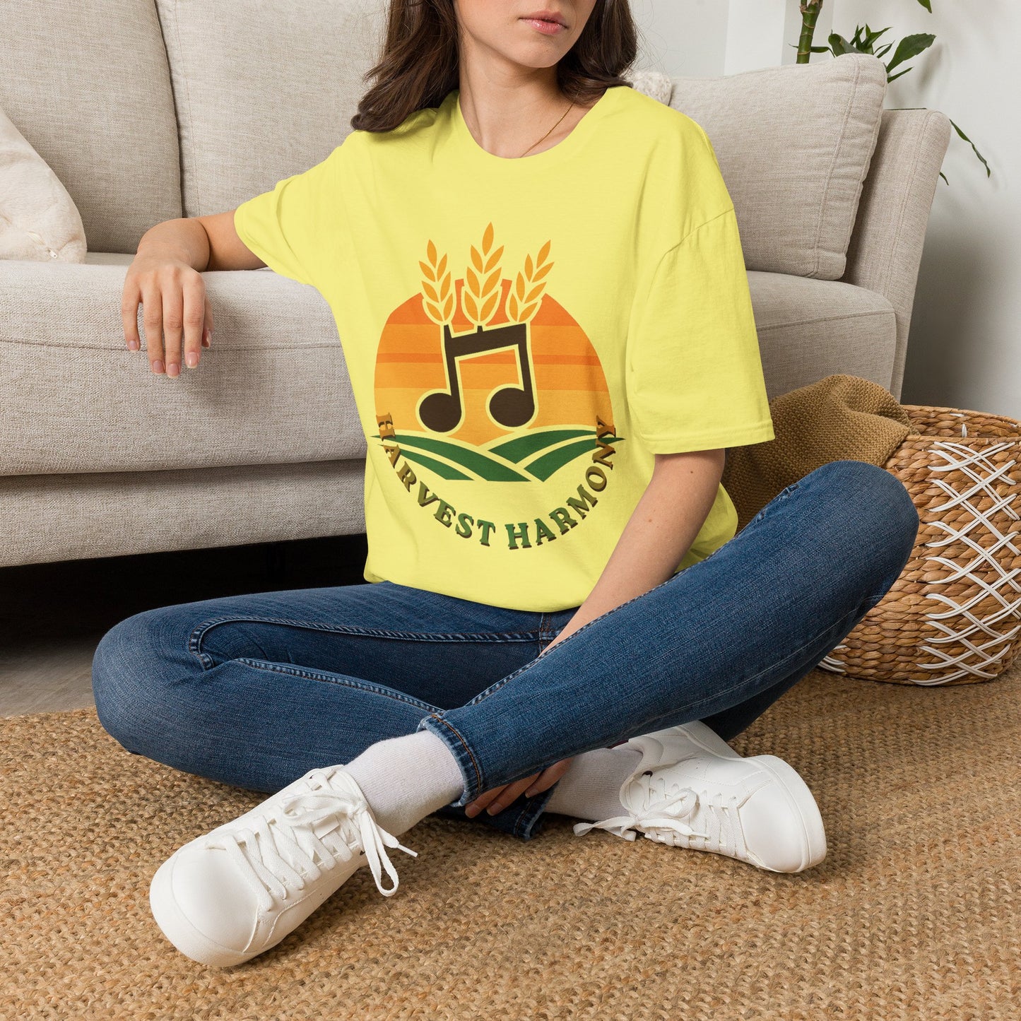 Harvest Harmony T-Shirt | Music Notes with Wheat Sunset