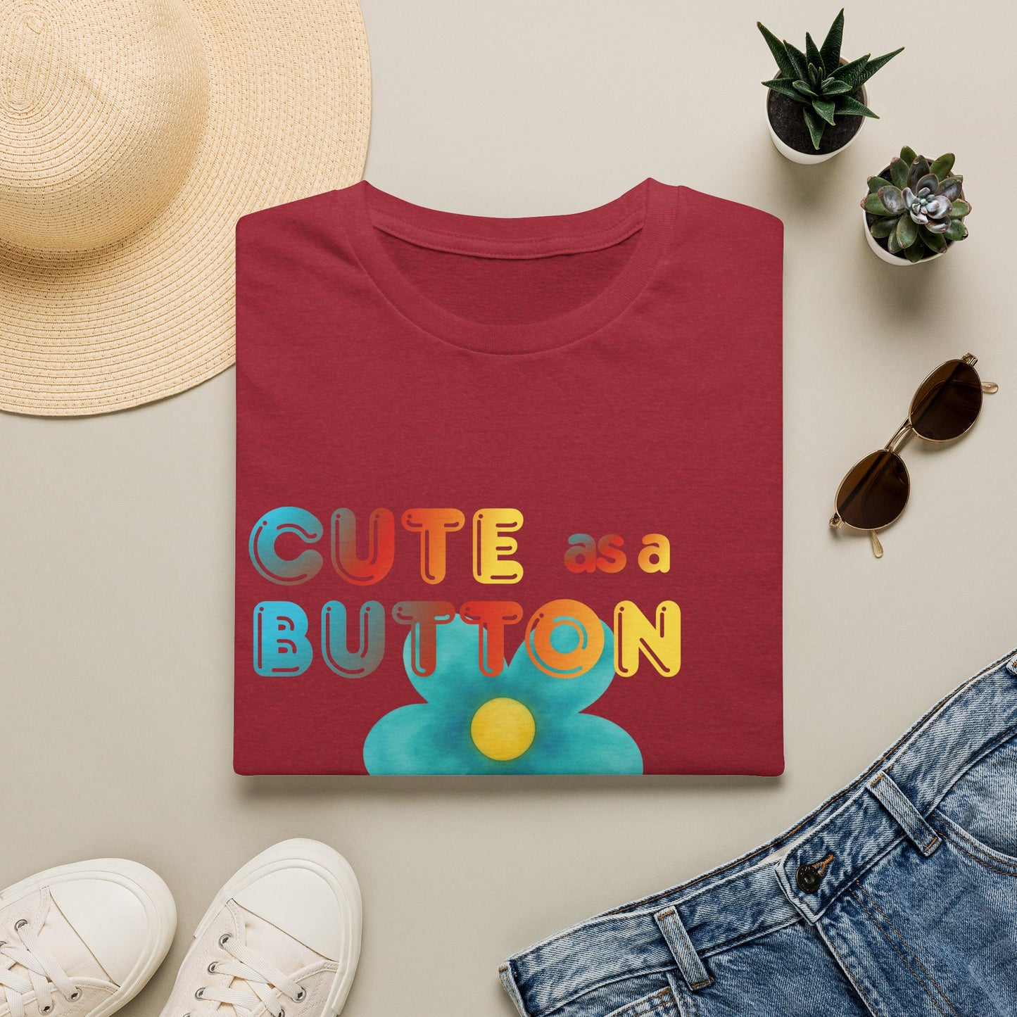 Cute as a Button Graphic Tee — Retro Flower "Cute as a Button, Feral as F*ck"
