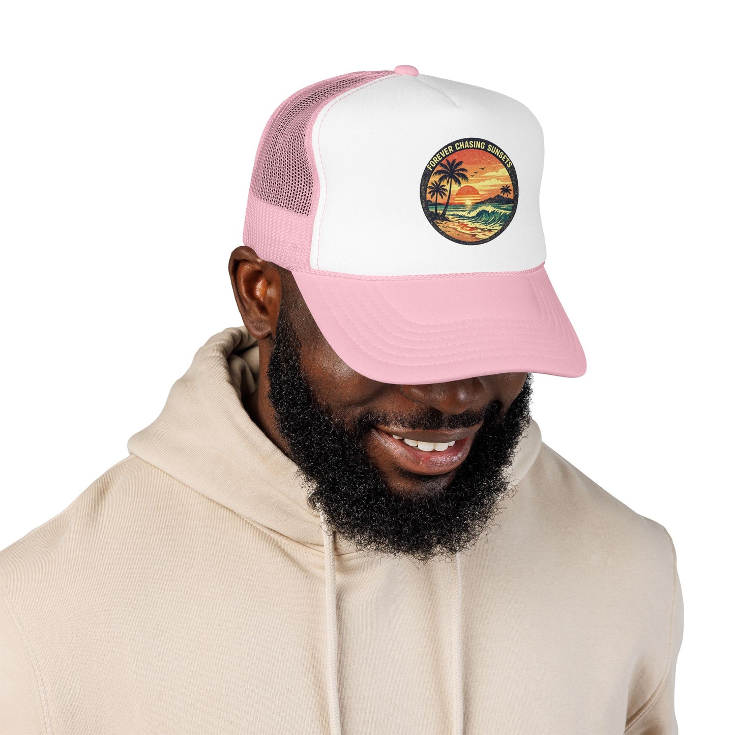 Chasing Sunsets Trucker Hat — Vintage Beach Foam Cap