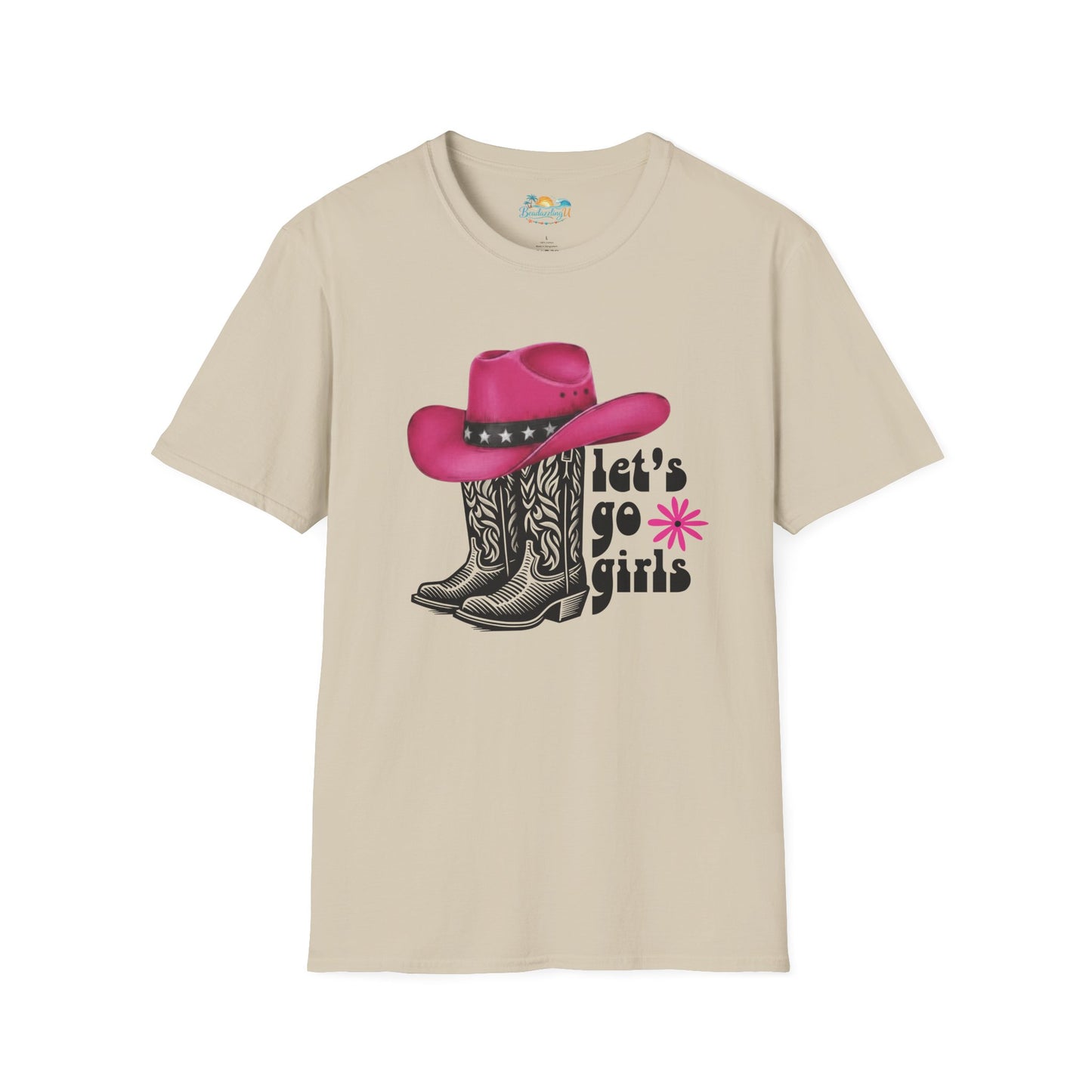 "Let's Go Girls" Pink Cowboy Hat & Boots Graphic T-Shirt