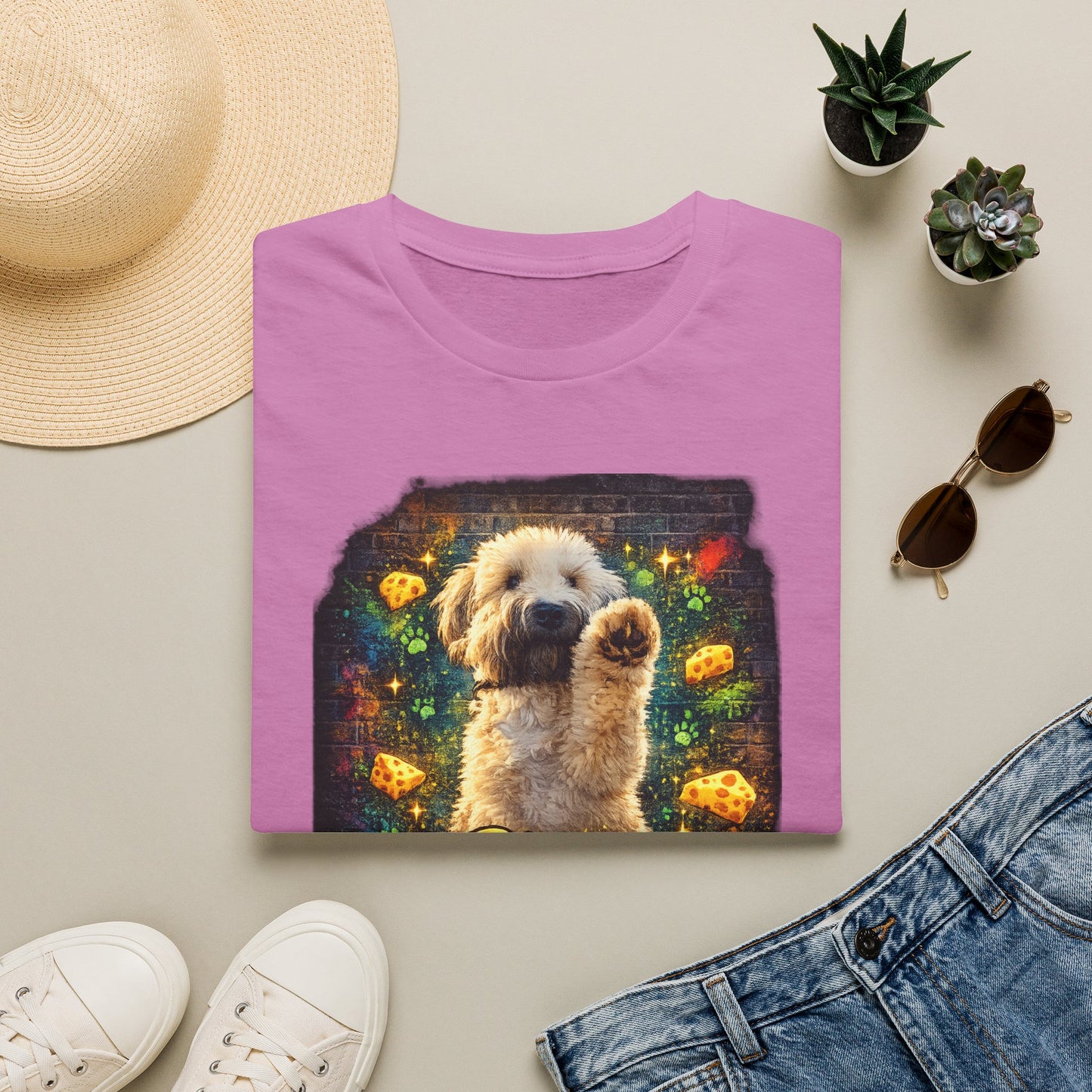 "Stop In the Name of Cheese" Cute Wheaten Puppy Graphic Tee