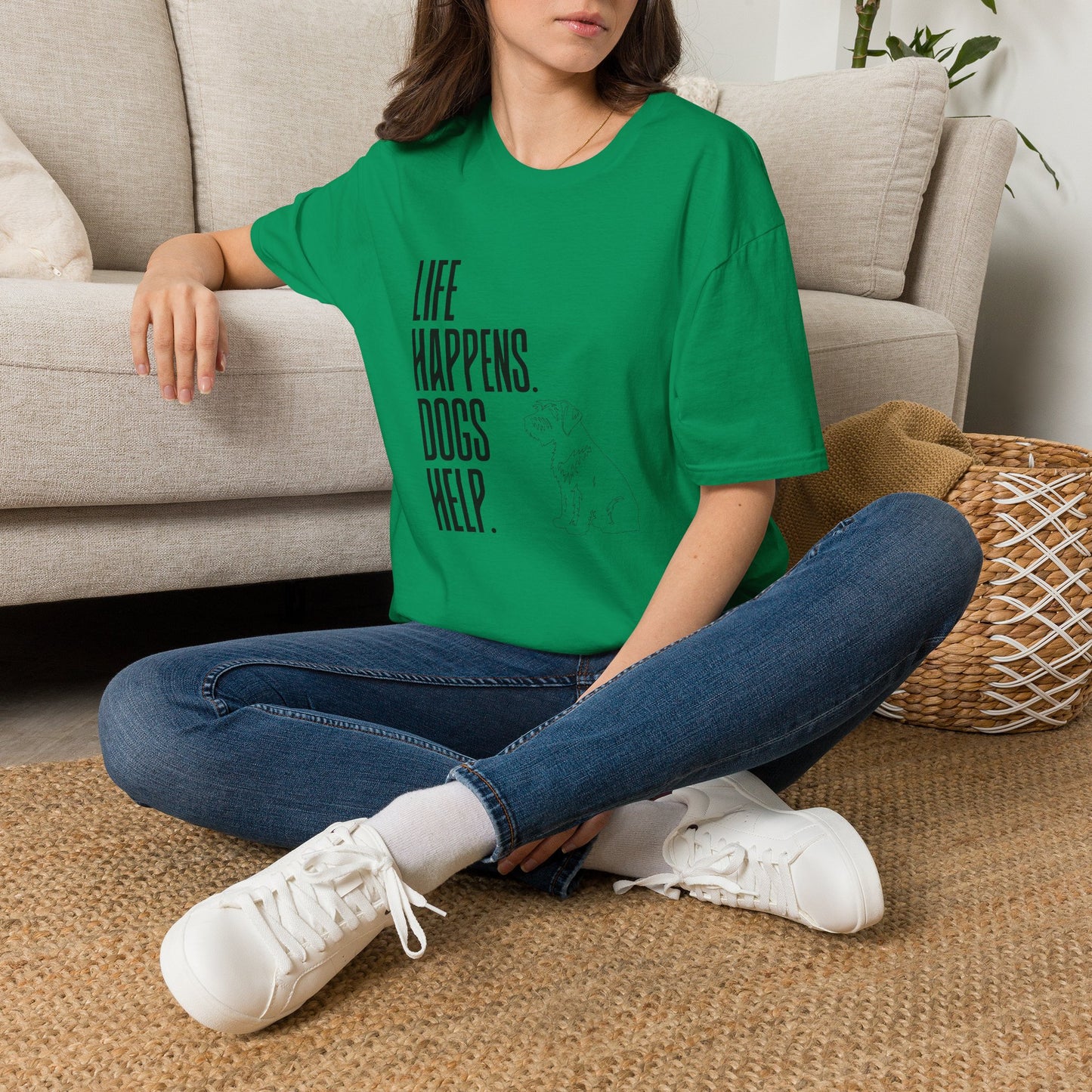 "Life Happens. Dogs Help." Graphic Tee (Casual Pet Lover Shirt)