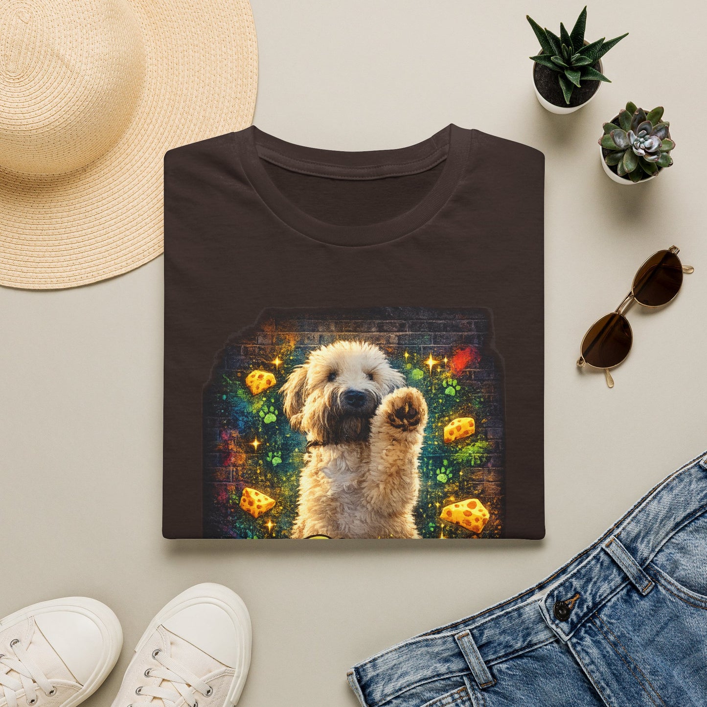"Stop In the Name of Cheese" Cute Wheaten Puppy Graphic Tee