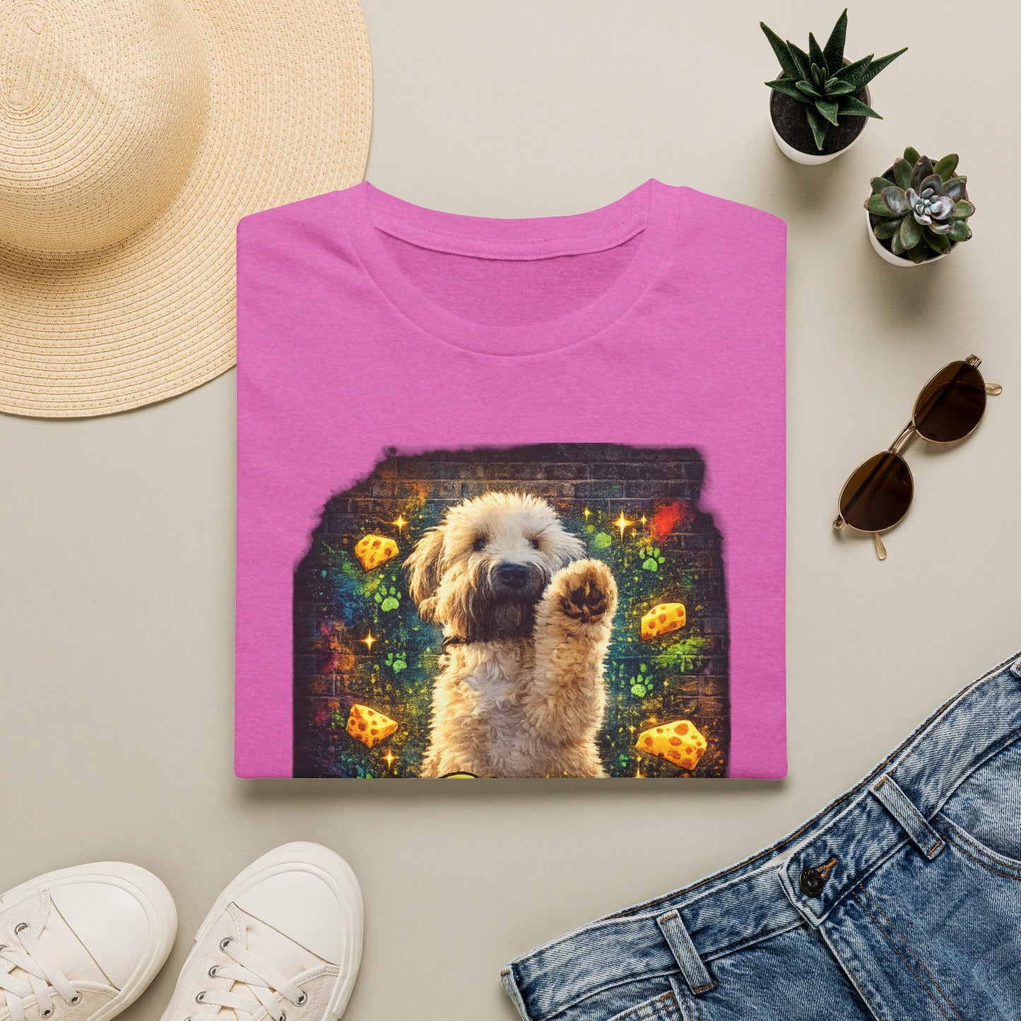 "Stop In the Name of Cheese" Cute Wheaten Puppy Graphic Tee