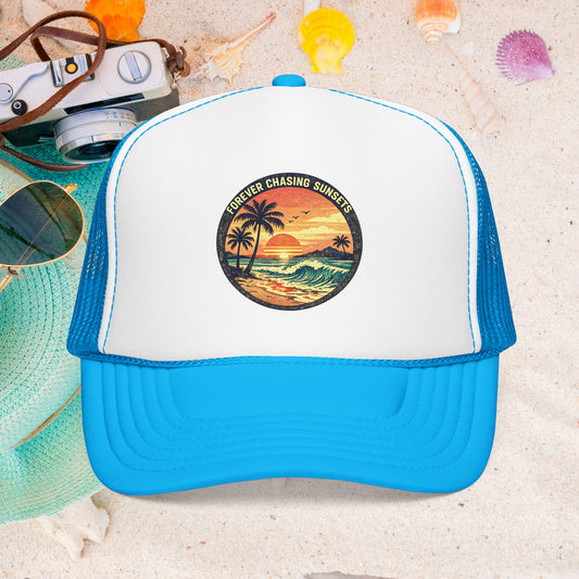 Chasing Sunsets Trucker Hat — Vintage Beach Foam Cap