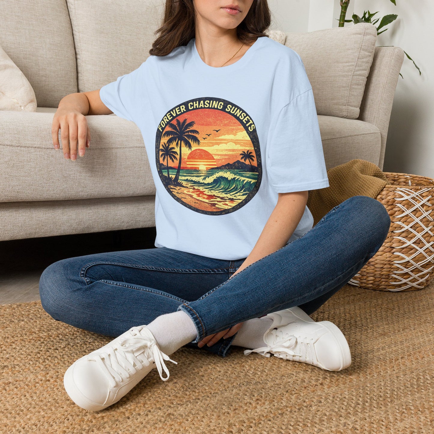 Forever Chasing Sunsets T-Shirt — Vintage Beach Sunset