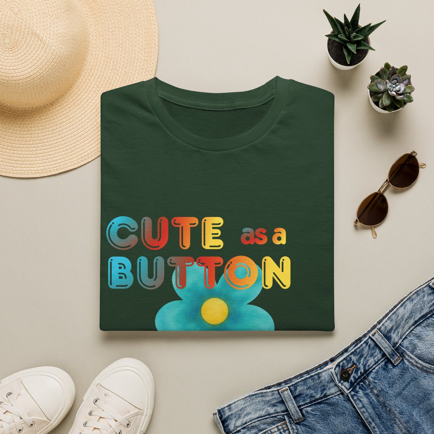 Cute as a Button Graphic Tee — Retro Flower "Cute as a Button, Feral as F*ck"