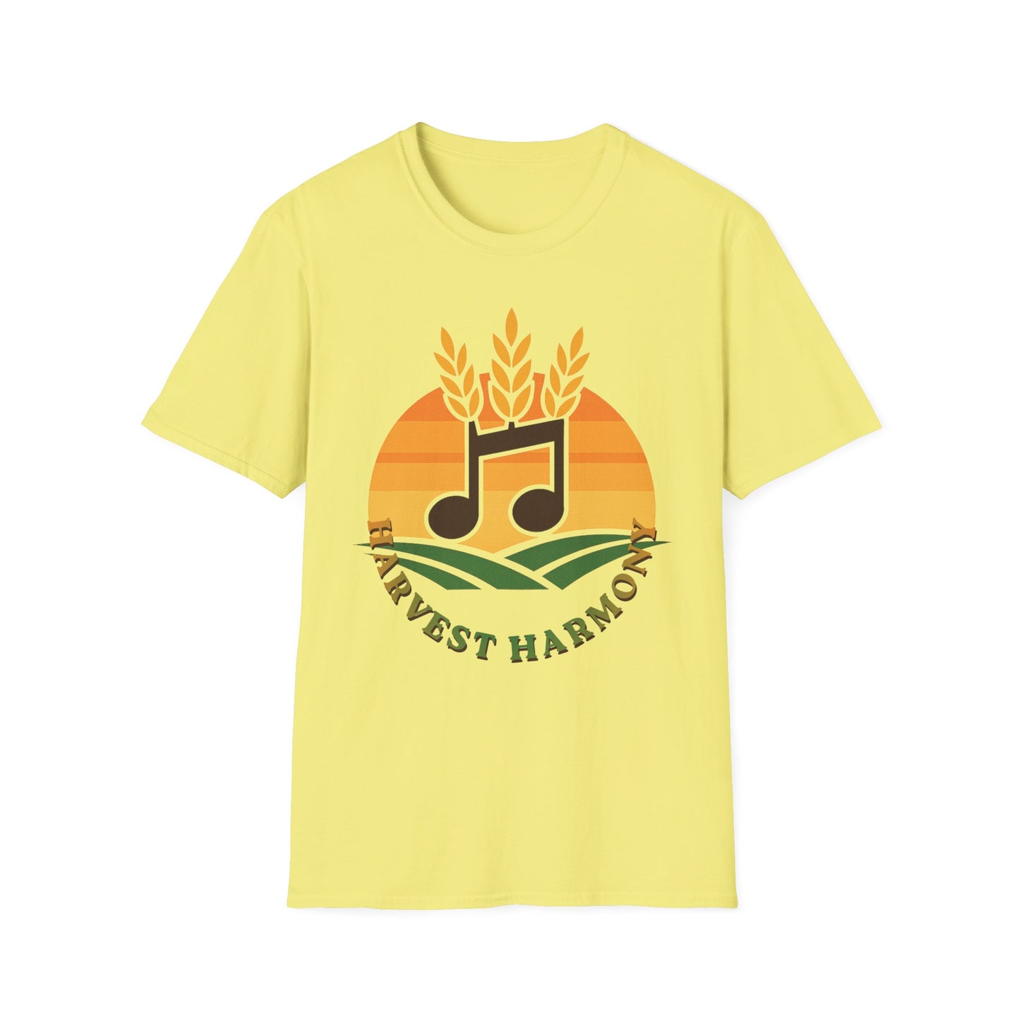 Harvest Harmony T-Shirt | Music Notes with Wheat Sunset