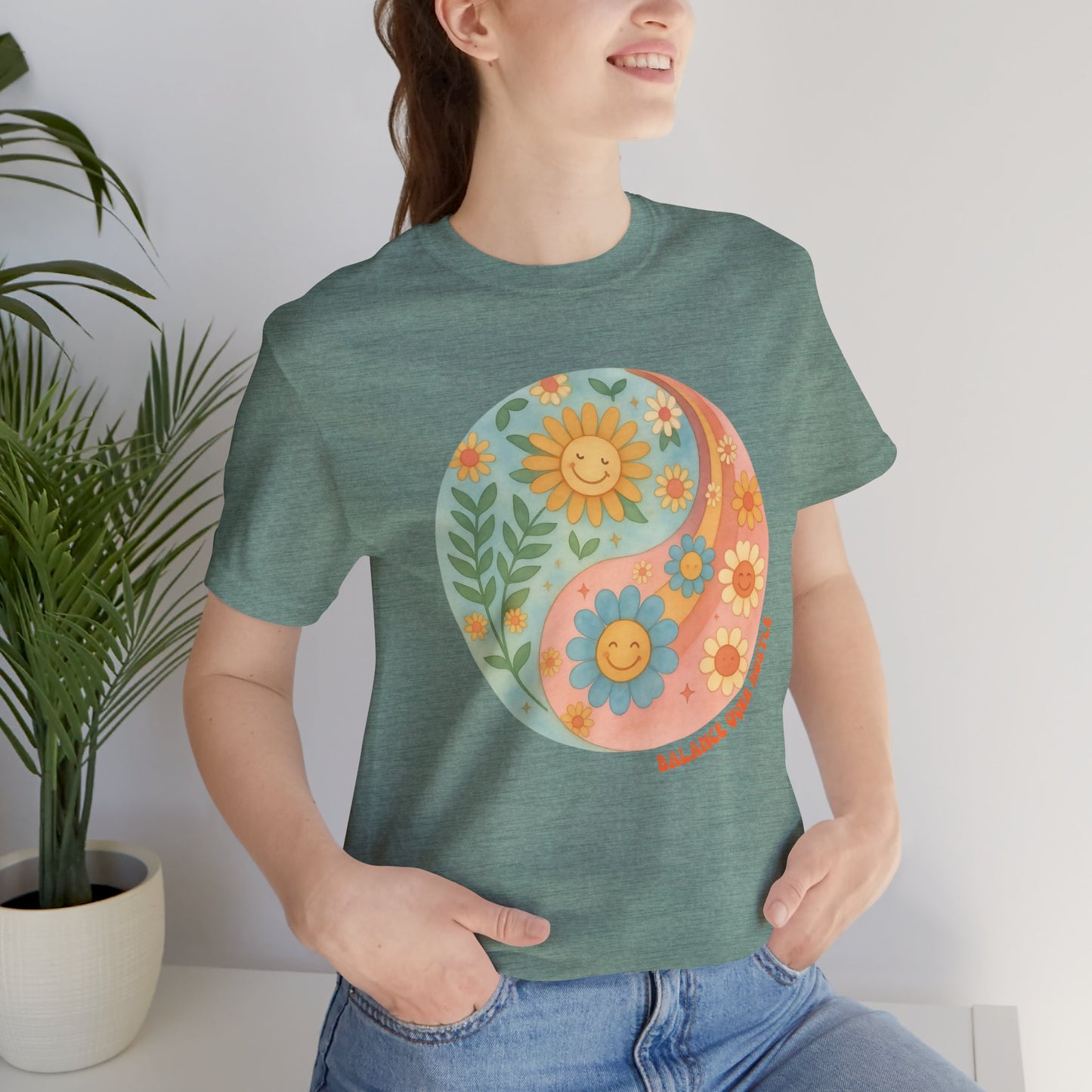 Balance Over Hustle Inspirational Graphic T-Shirt
