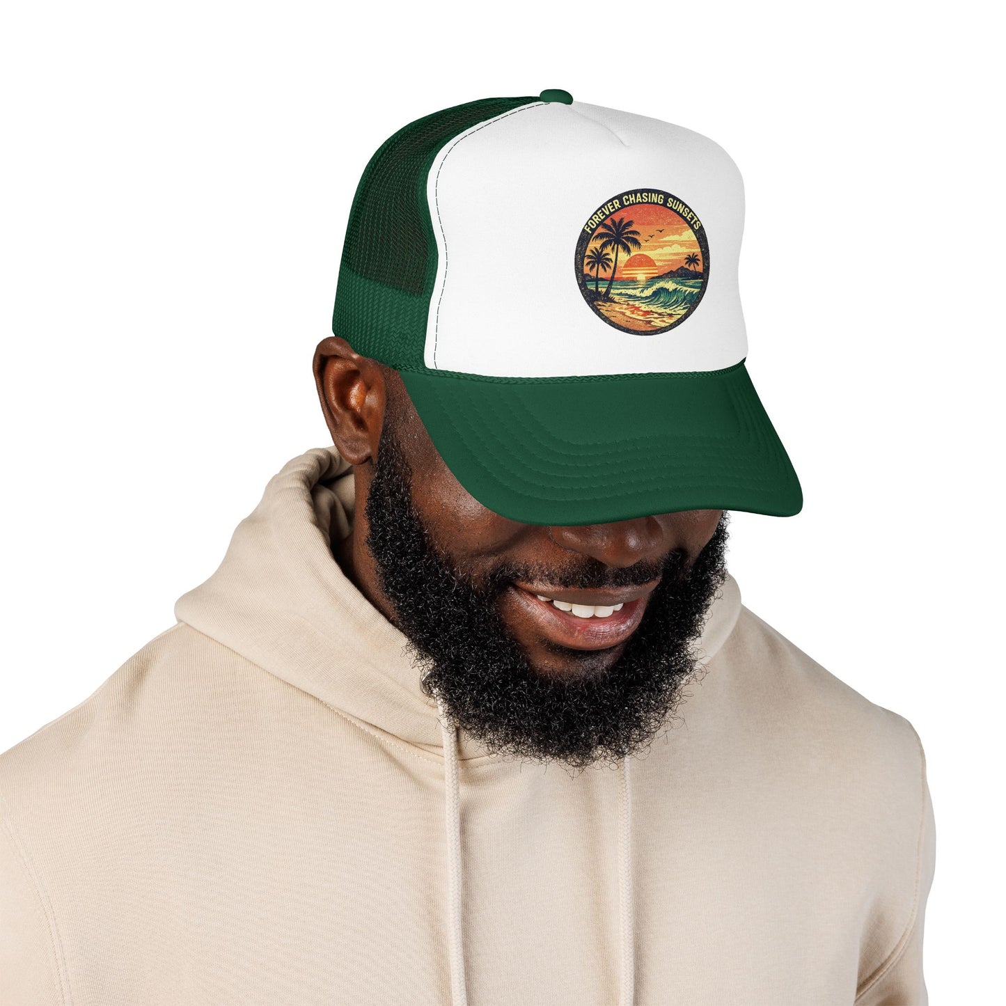 Chasing Sunsets Trucker Hat — Vintage Beach Foam Cap