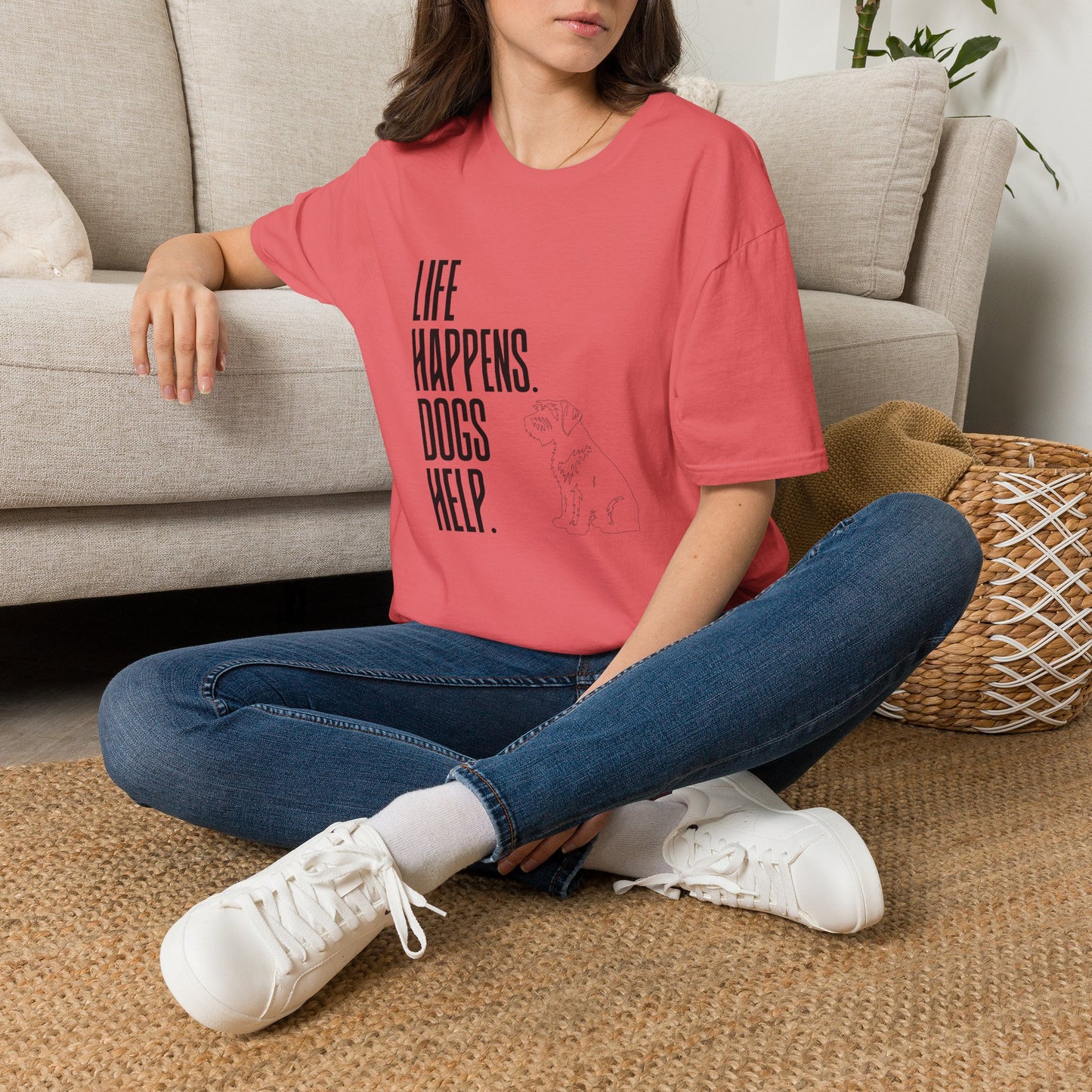 "Life Happens. Dogs Help." Graphic Tee (Casual Pet Lover Shirt)