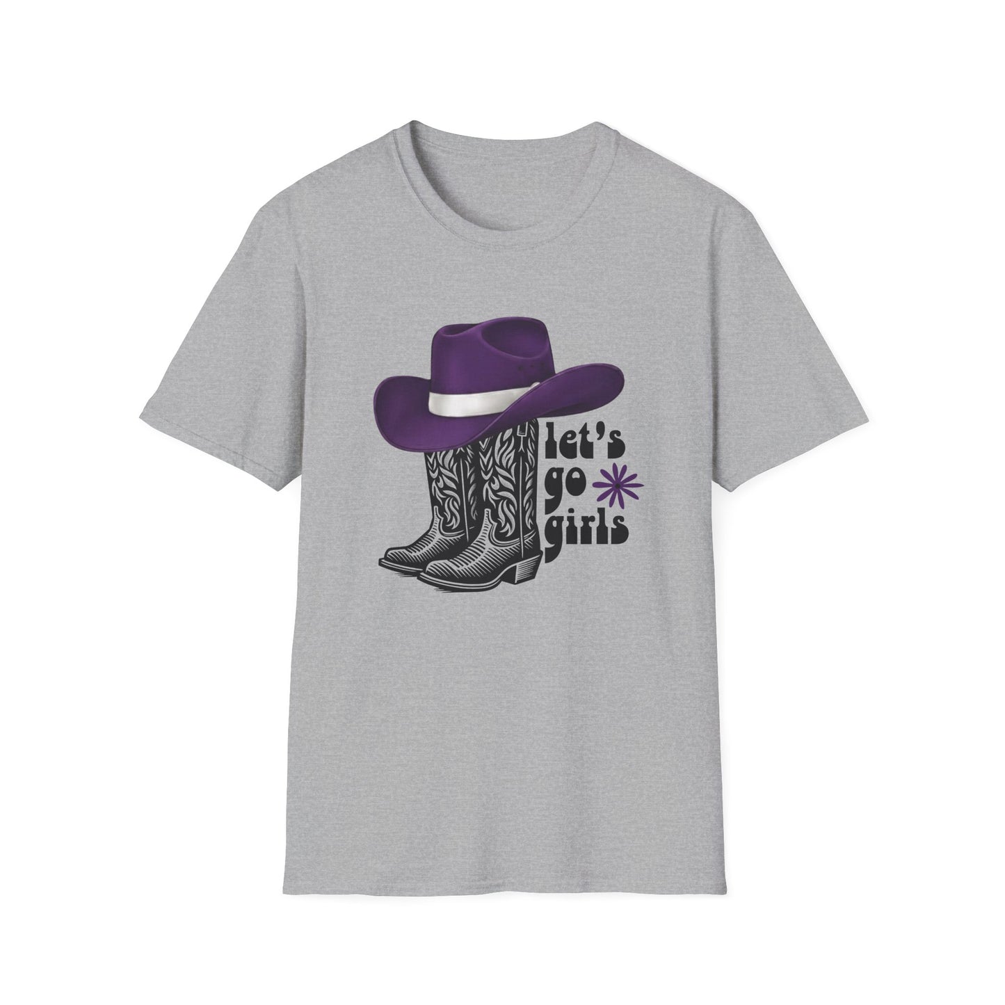 "Let's Go Girls" Cowgirl Boots & Purple Hat Western Graphic Tee
