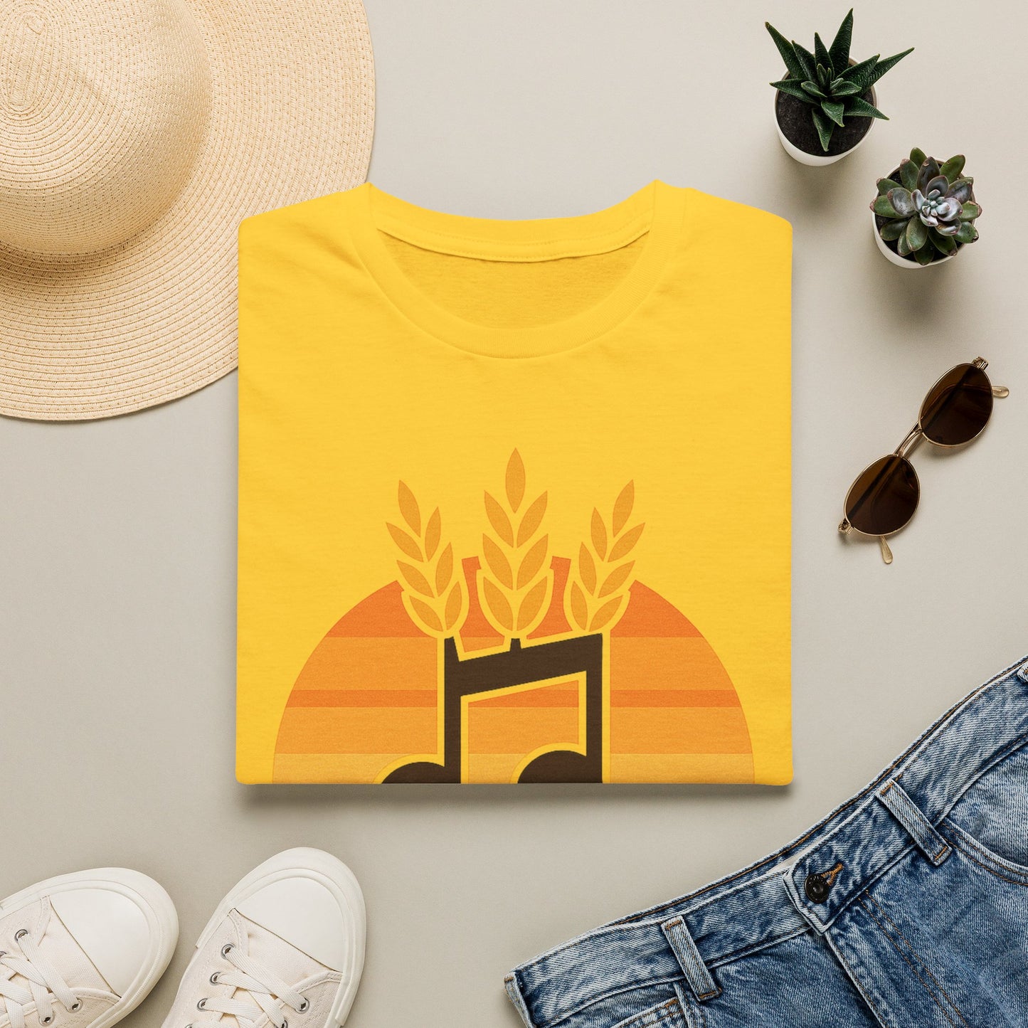 Harvest Harmony T-Shirt | Music Notes with Wheat Sunset