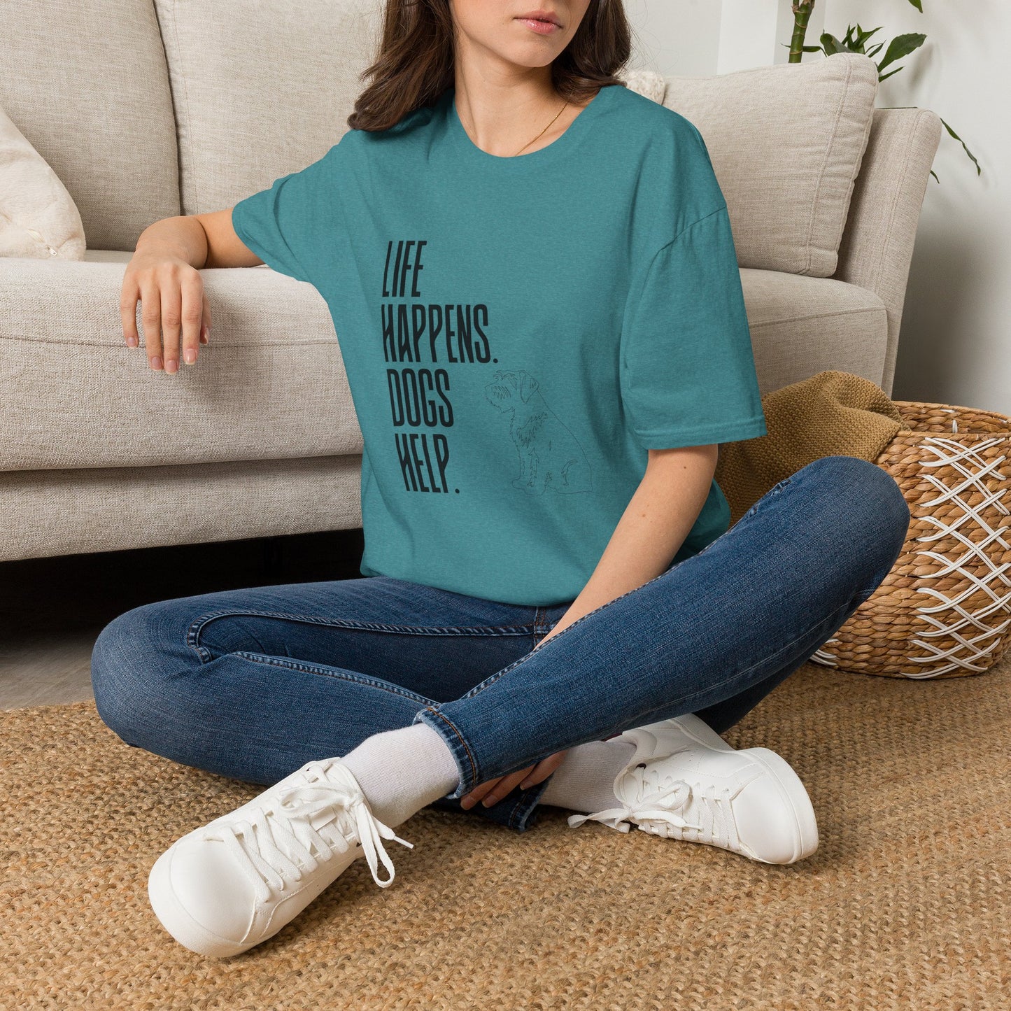"Life Happens. Dogs Help." Graphic Tee (Casual Pet Lover Shirt)