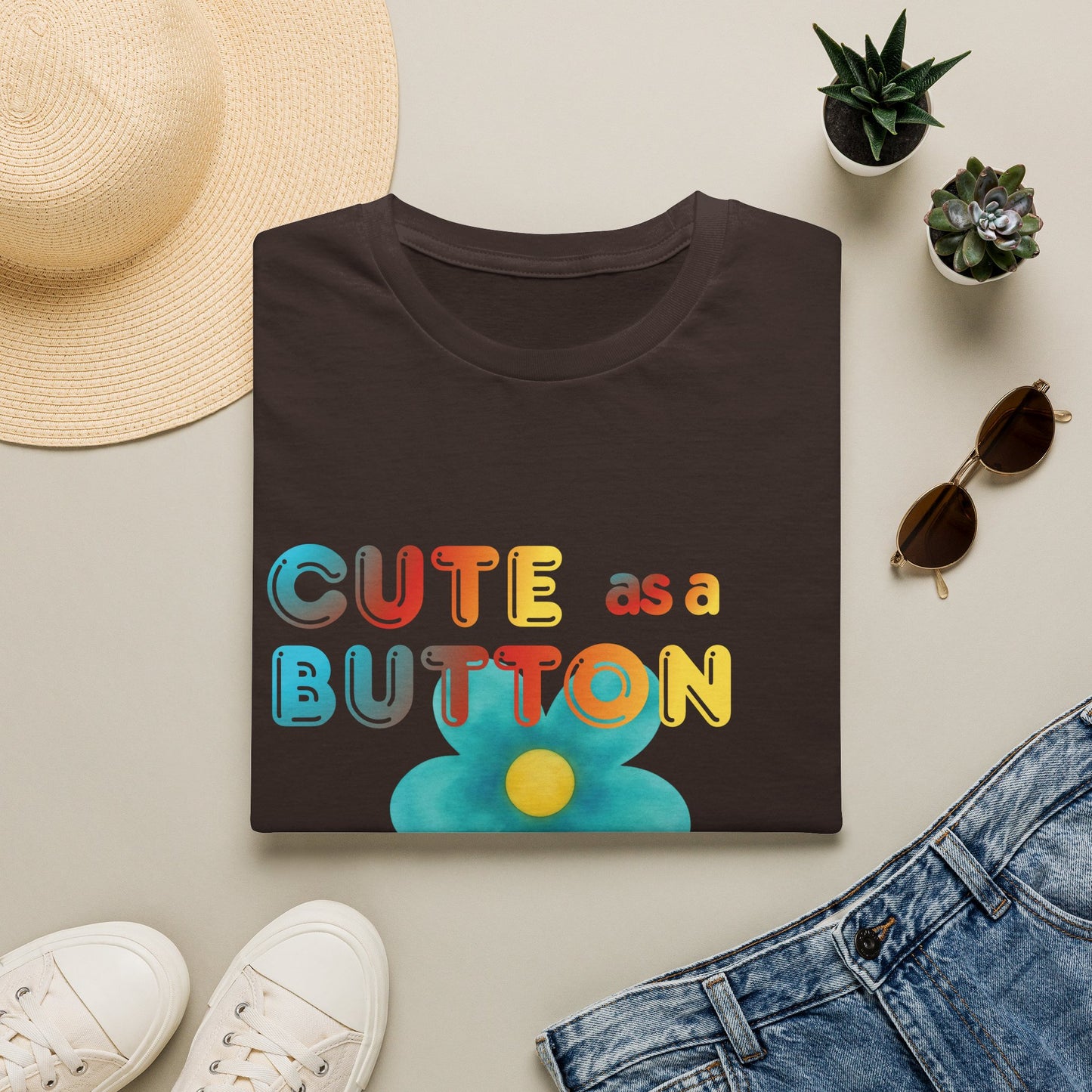 Cute as a Button Graphic Tee — Retro Flower "Cute as a Button, Feral as F*ck"