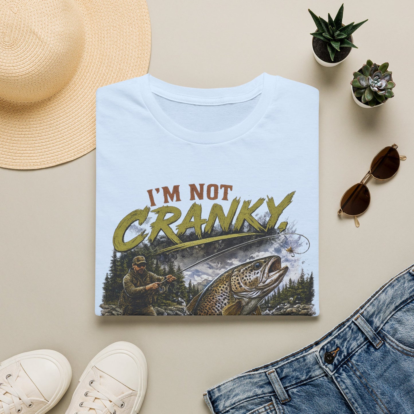 "I’m Not Cranky, I’m Fly" Vintage Trout Fly-Fishing Tee