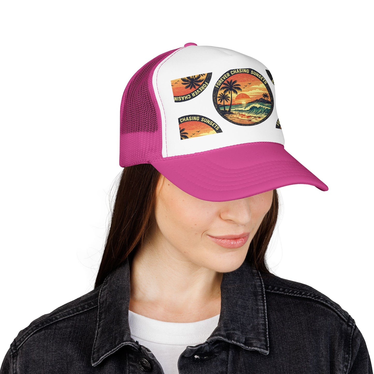 Chasing Sunsets Trucker Hat — Vintage Beach Foam Cap