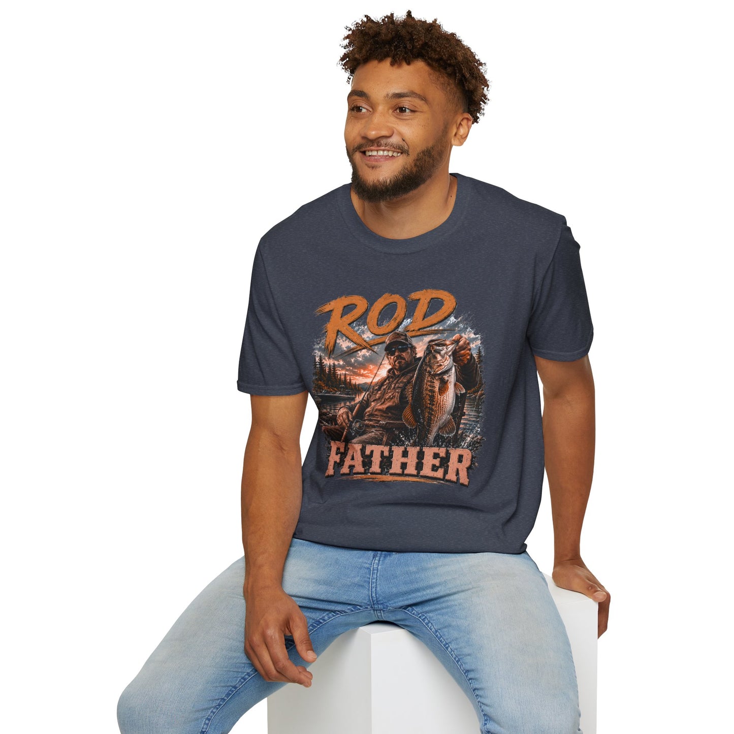 "'Rod Father" Fishing T‑Shirt — Vintage Bass Fisherman Graphic Tee