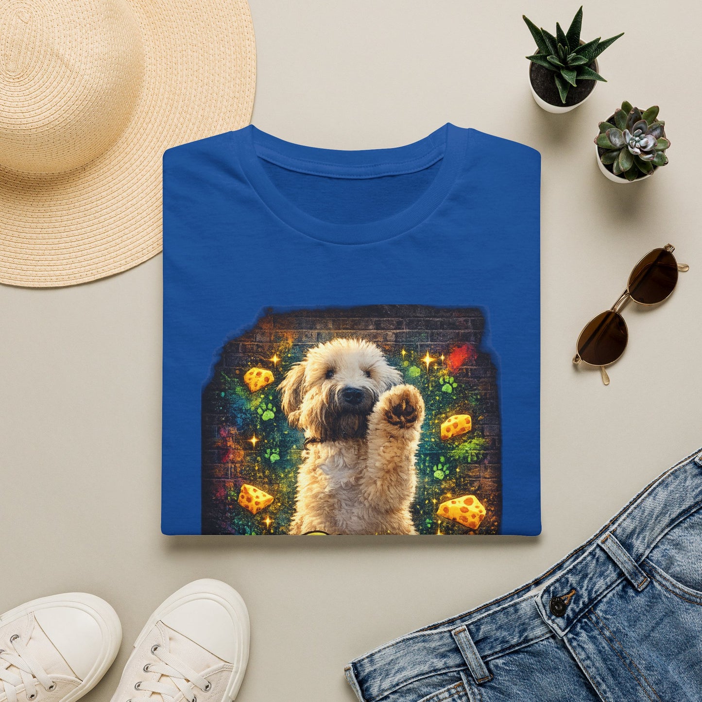 "Stop In the Name of Cheese" Cute Wheaten Puppy Graphic Tee
