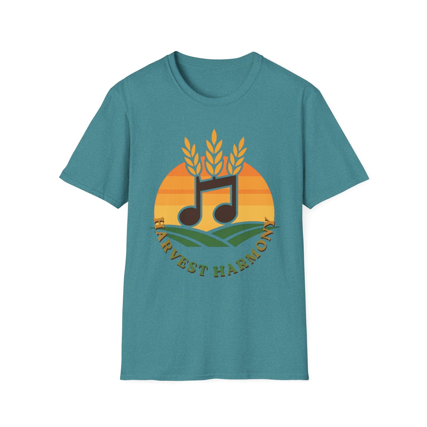 Harvest Harmony T-Shirt | Music Notes with Wheat Sunset