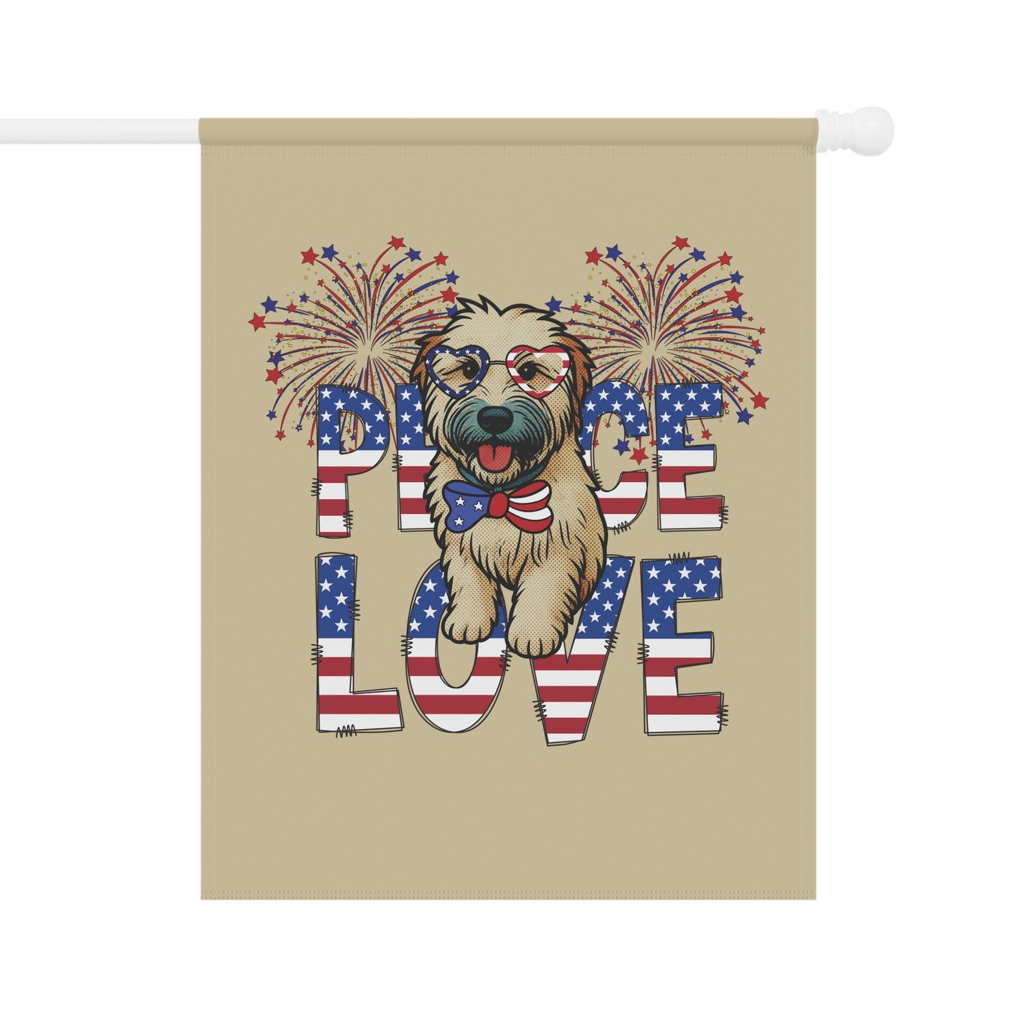 "Peace Love" Patriotic Wheaten Terrier Garden Flag /Banner
