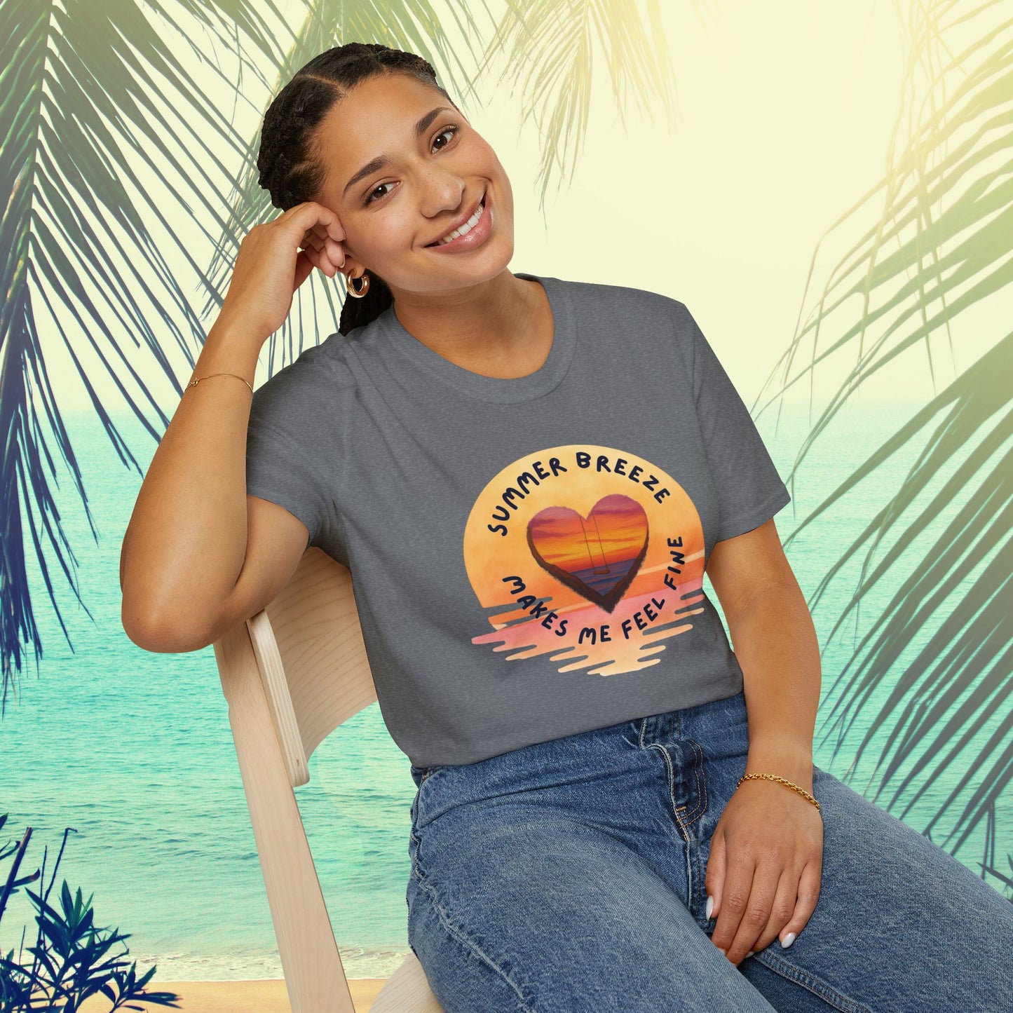 "Summer Breeze Makes Me Feel Fine" -Retro Sunset Heart Tee