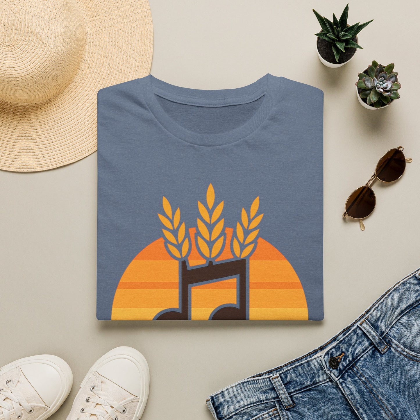 Harvest Harmony T-Shirt | Music Notes with Wheat Sunset