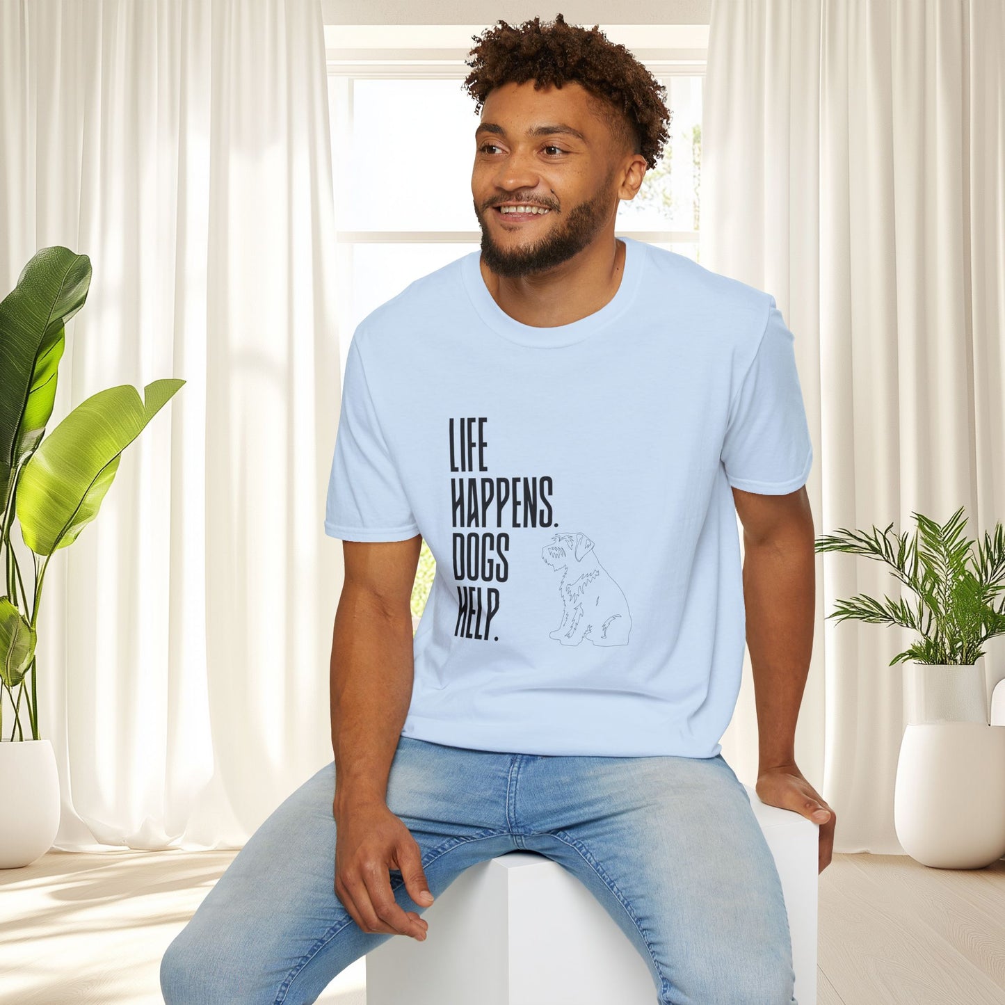 "Life Happens. Dogs Help." Graphic Tee (Casual Pet Lover Shirt)