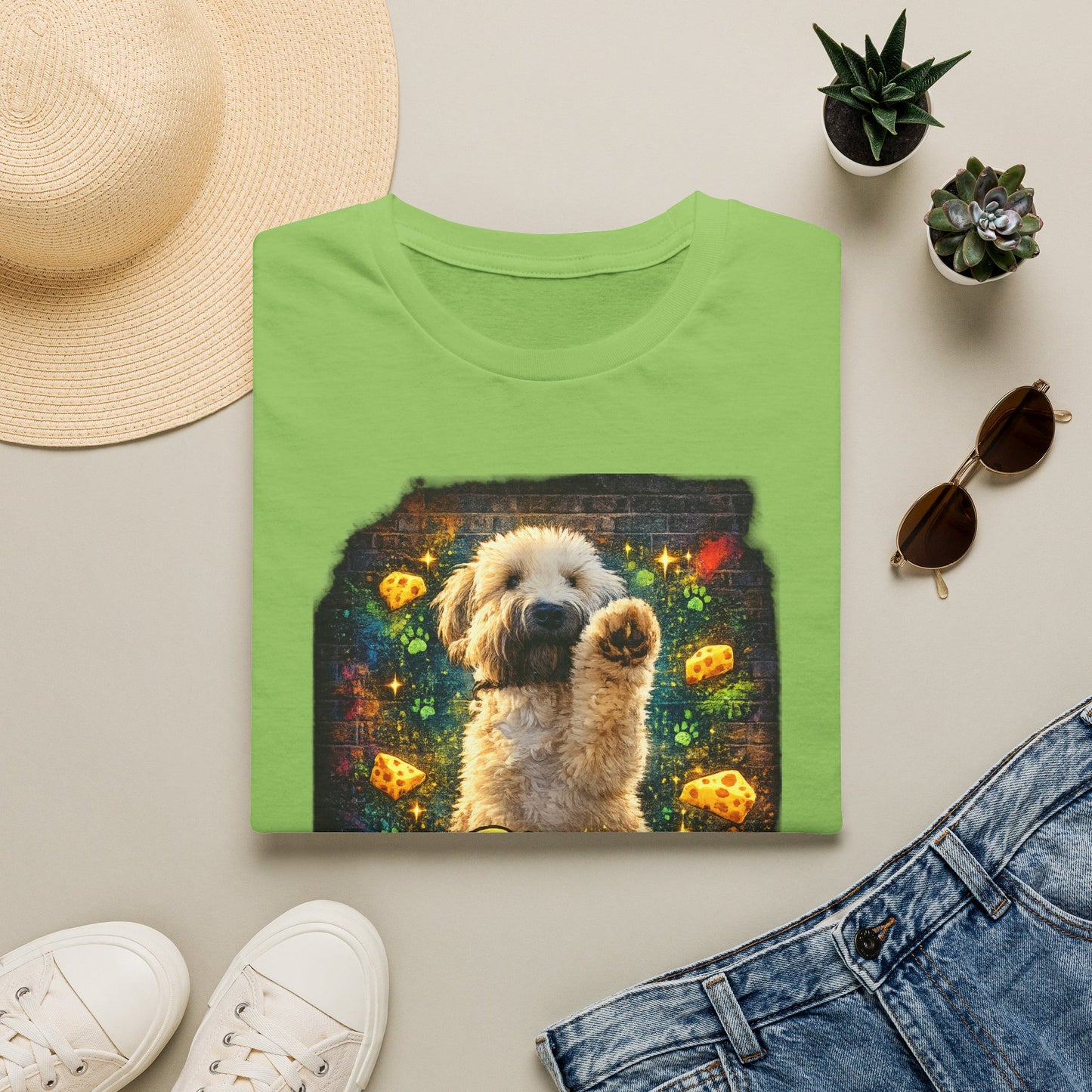 "Stop In the Name of Cheese" Cute Wheaten Puppy Graphic Tee