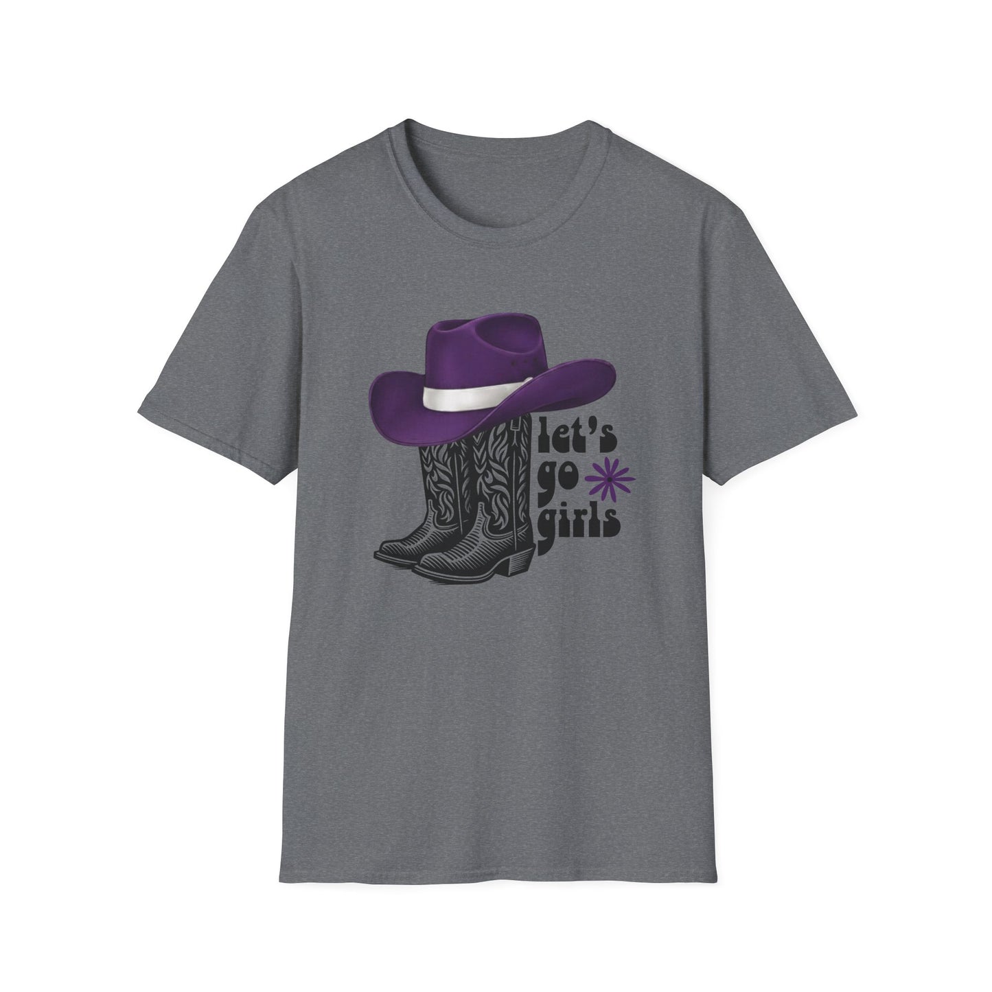"Let's Go Girls" Cowgirl Boots & Purple Hat Western Graphic Tee