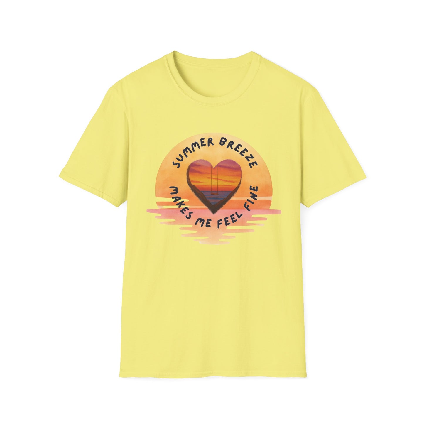 "Summer Breeze Makes Me Feel Fine" -Retro Sunset Heart Tee