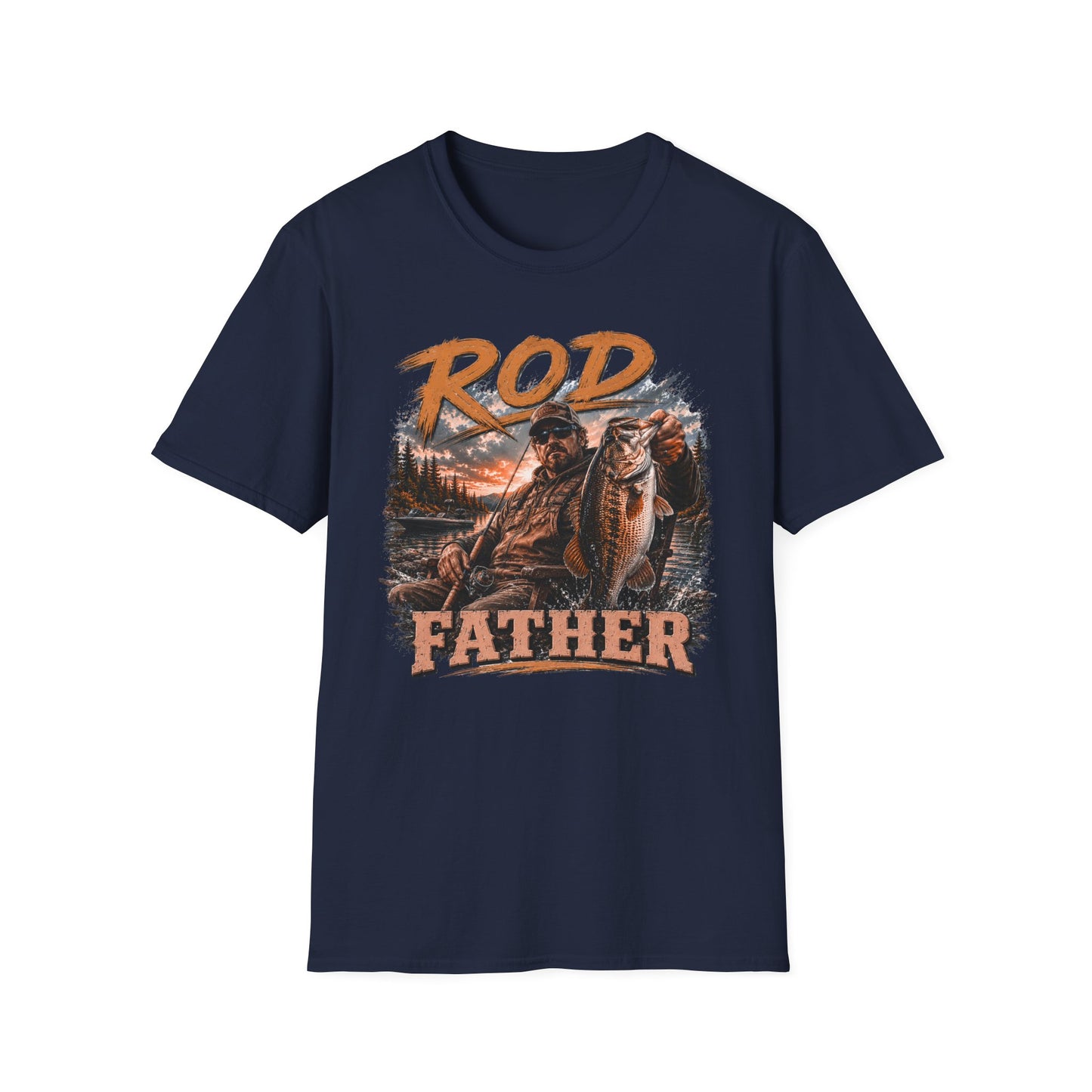 "'Rod Father" Fishing T‑Shirt — Vintage Bass Fisherman Graphic Tee