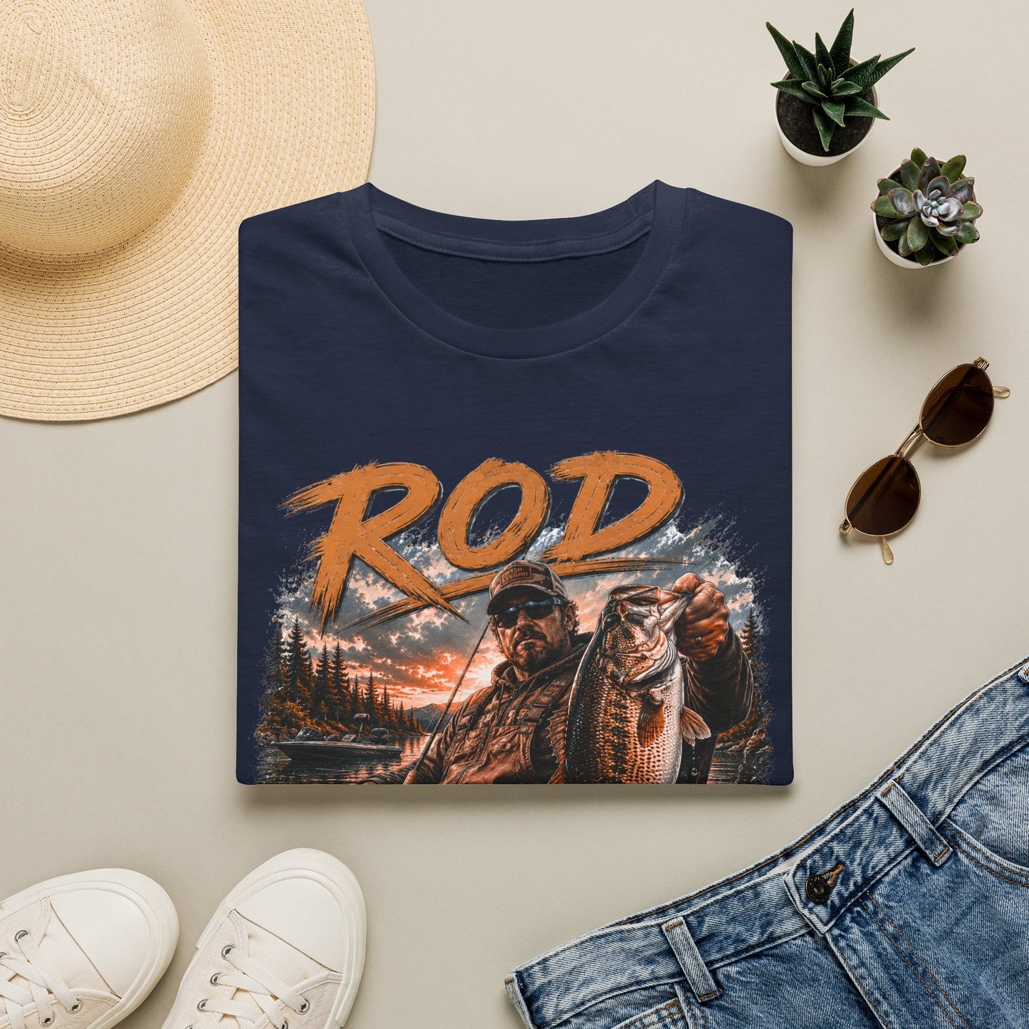 "'Rod Father" Fishing T‑Shirt — Vintage Bass Fisherman Graphic Tee