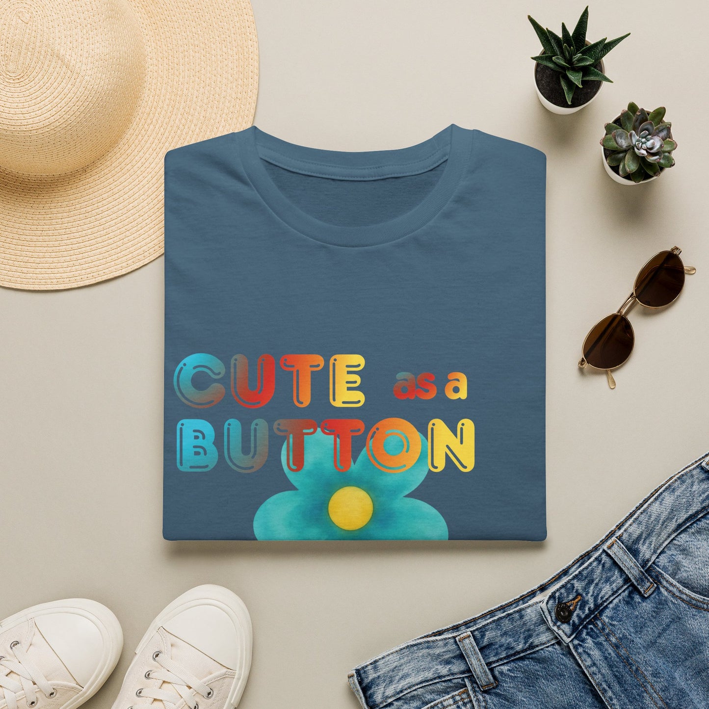 Cute as a Button Graphic Tee — Retro Flower "Cute as a Button, Feral as F*ck"